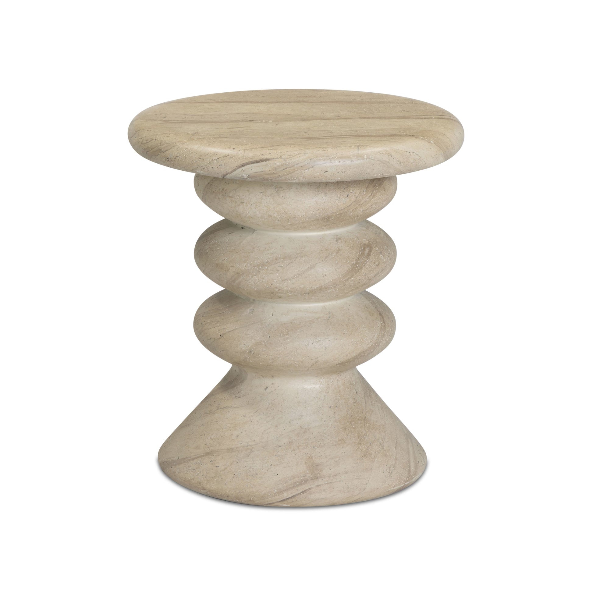 Hyre Faux Travertine Indoor/Outdoor Concrete Side Table Travertine by Tov Furniture