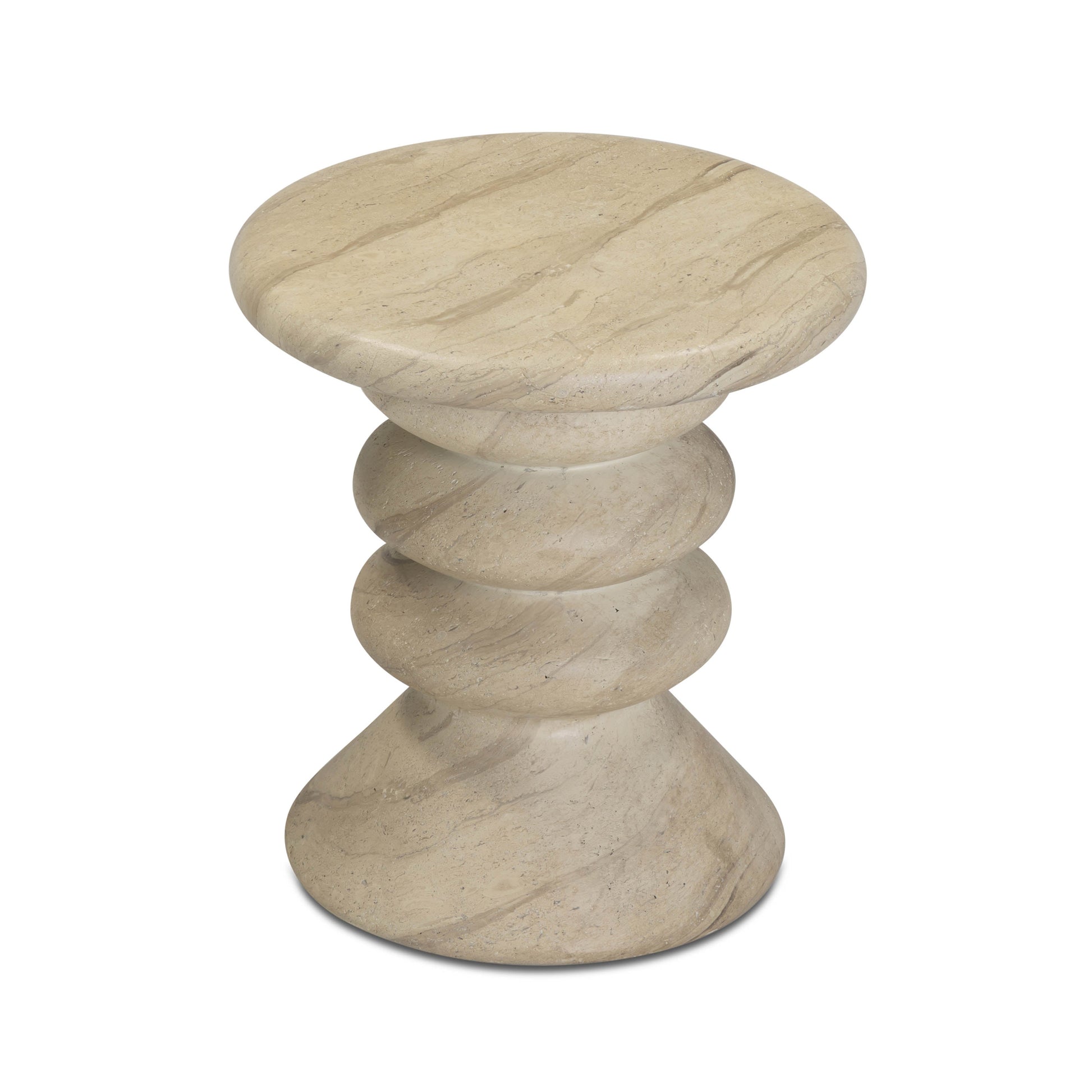 Hyre Faux Travertine Indoor/Outdoor Concrete Side Table Travertine by Tov Furniture