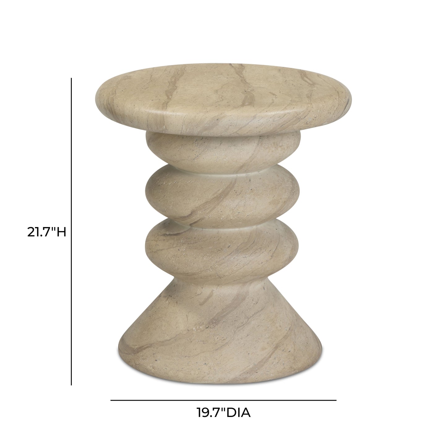 Hyre Faux Travertine Indoor/Outdoor Concrete Side Table Travertine by Tov Furniture