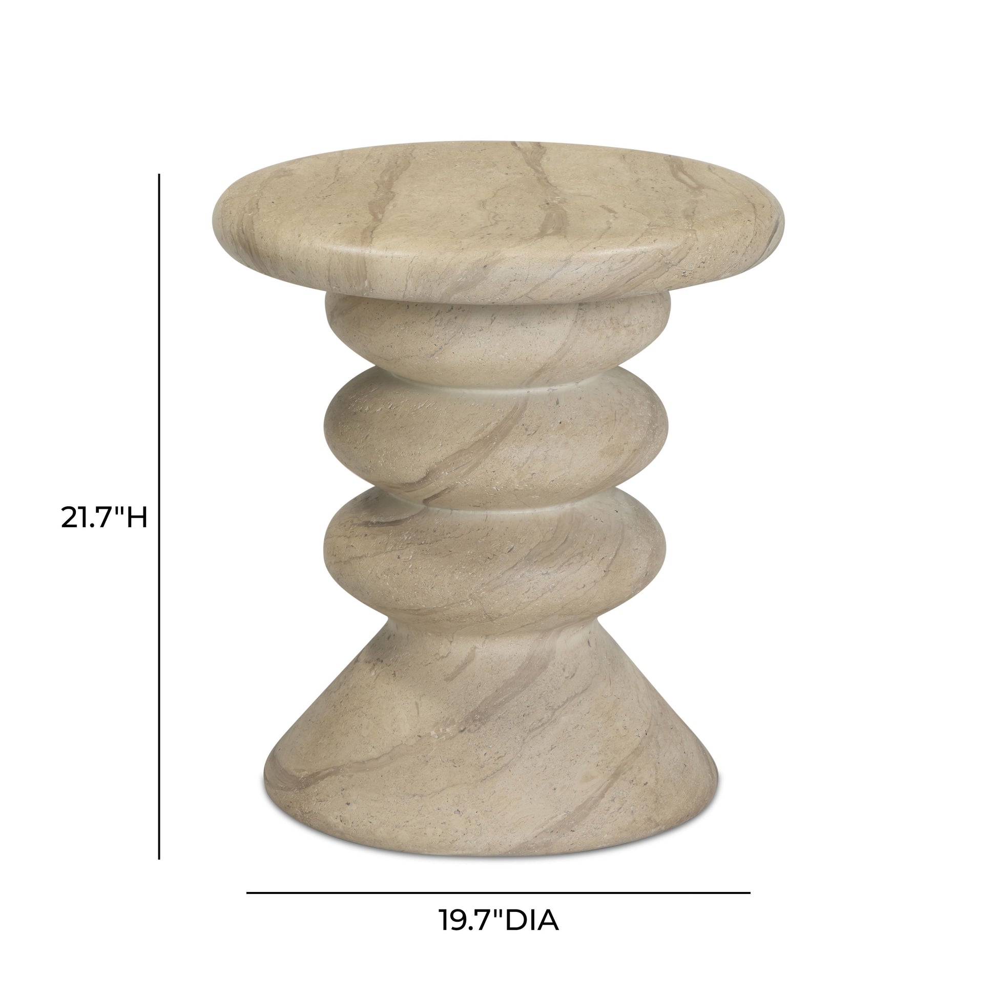 Hyre Faux Travertine Indoor/Outdoor Concrete Side Table Travertine by Tov Furniture