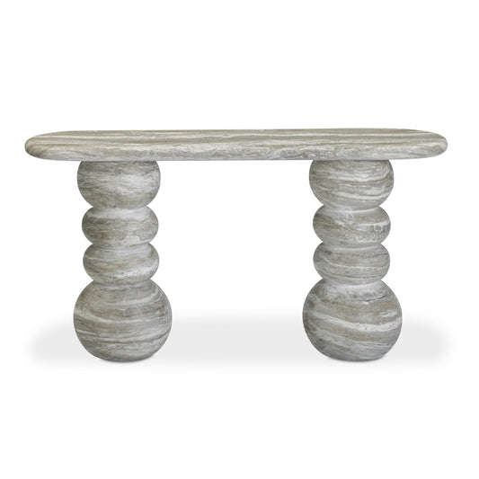 Hyre 59" Faux Stone Indoor/Outdoor Concrete Console Table Natural Stone by Tov Furniture