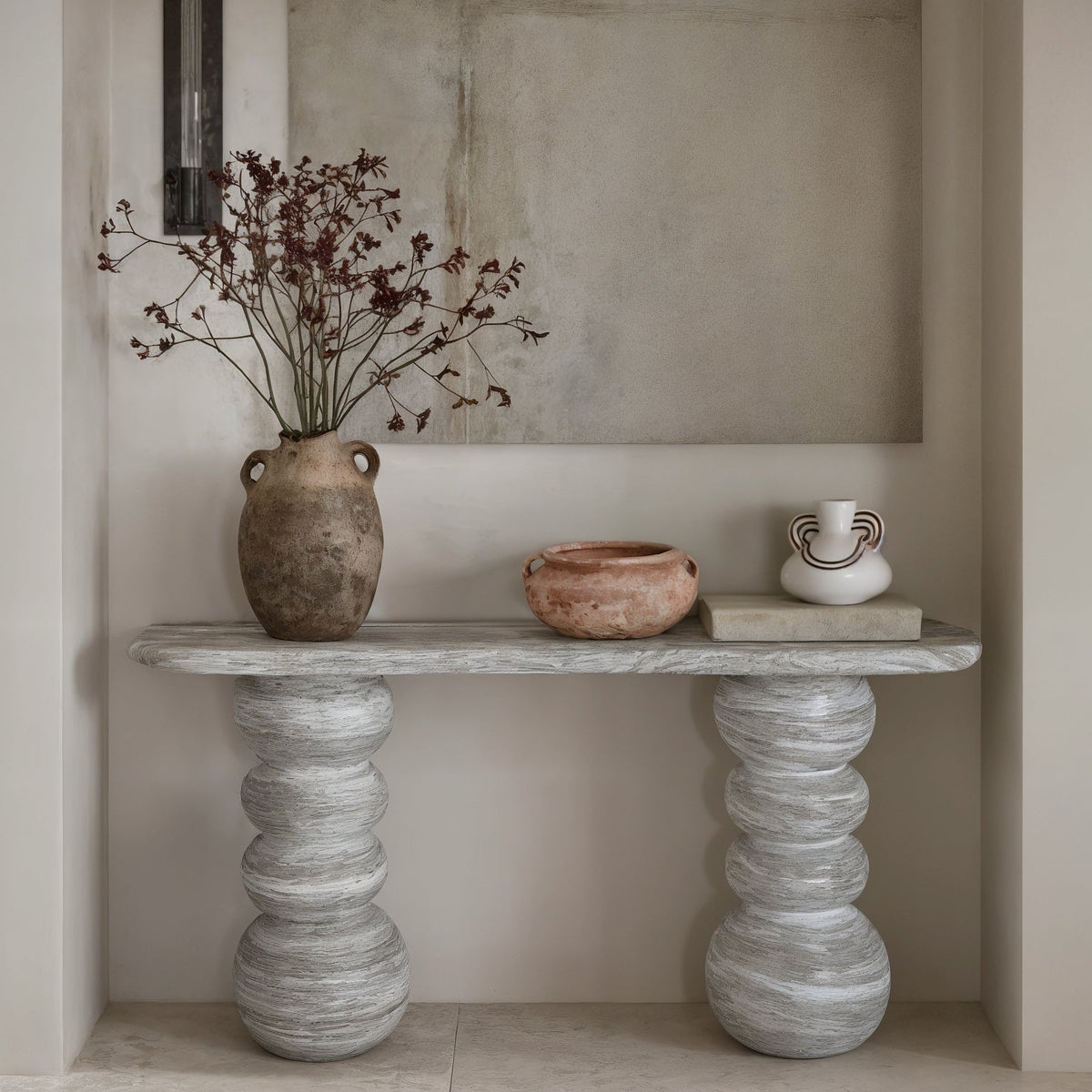 Hyre 59" Faux Stone Indoor/Outdoor Concrete Console Table by TOV Furniture – photo 2 of 9