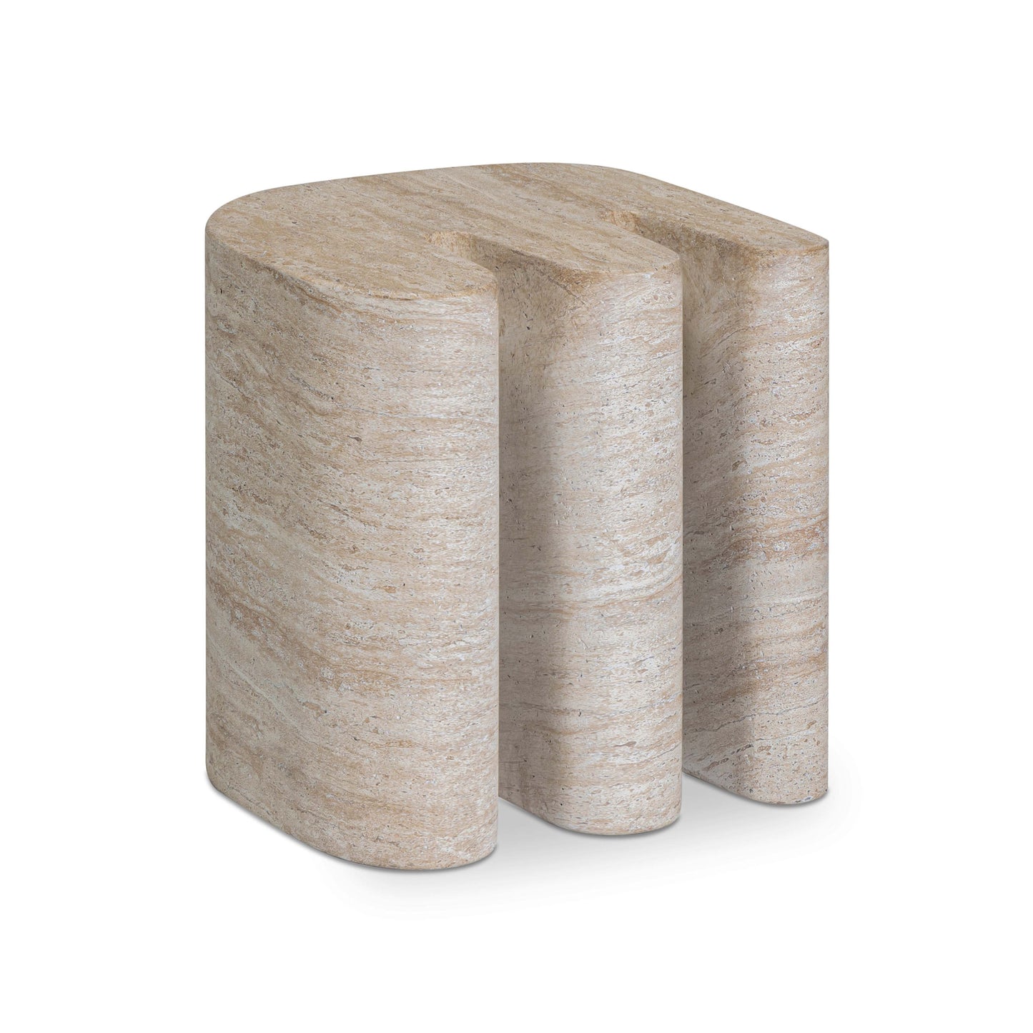 Thyme Faux Travertine Indoor/Outdoor Concrete Side Table Travertine by Tov Furniture