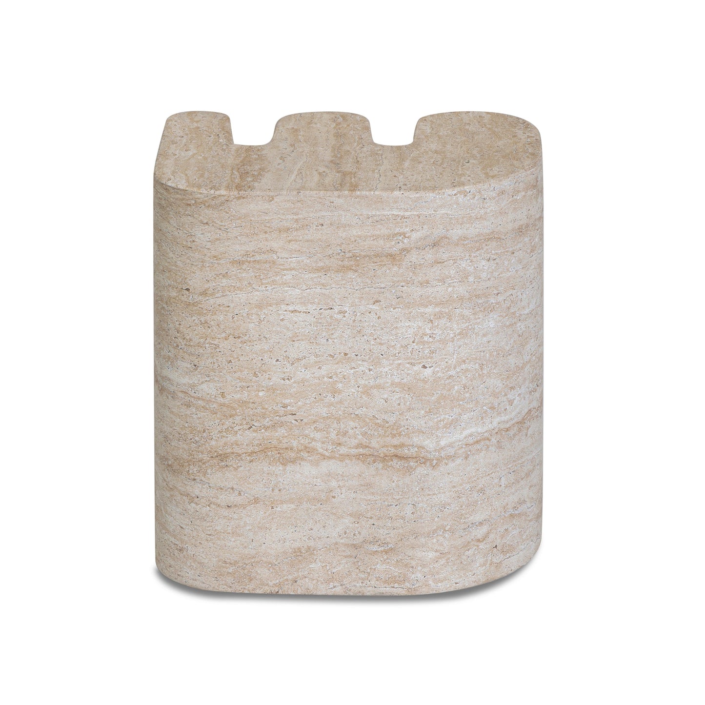 Thyme Faux Travertine Indoor/Outdoor Concrete Side Table Travertine by Tov Furniture