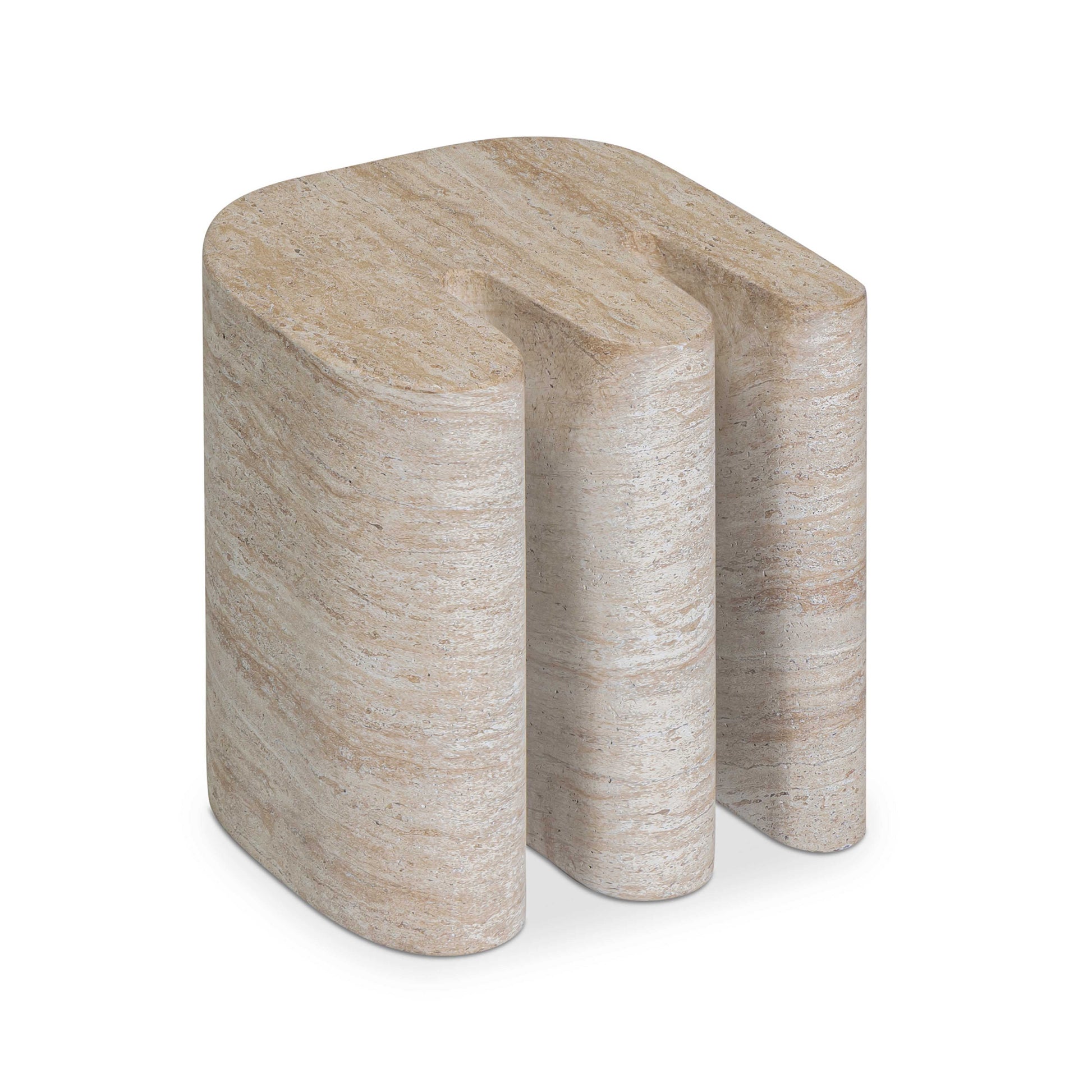 Thyme Faux Travertine Indoor/Outdoor Concrete Side Table Travertine by Tov Furniture