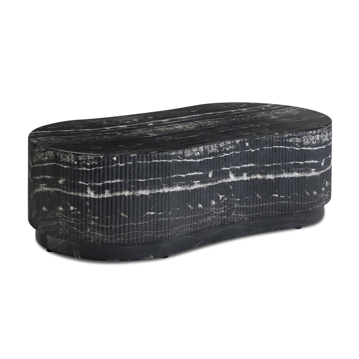 Hades 47" Black Faux Marble Indoor/Outdoor Concrete Coffee Table by TOV Furniture – photo 3 of 10