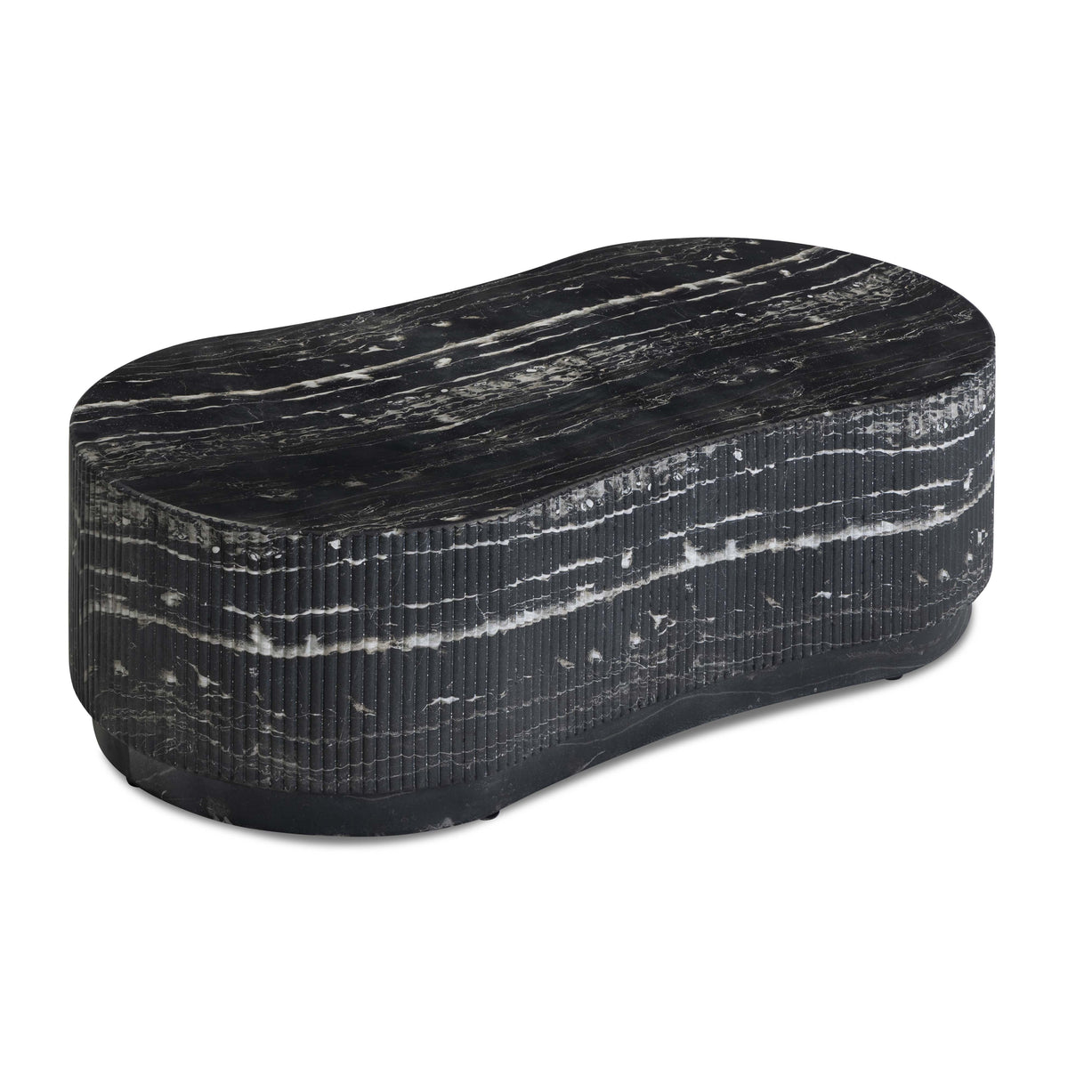 Hades 47" Black Faux Marble Indoor/Outdoor Concrete Coffee Table by TOV Furniture – photo 6 of 10