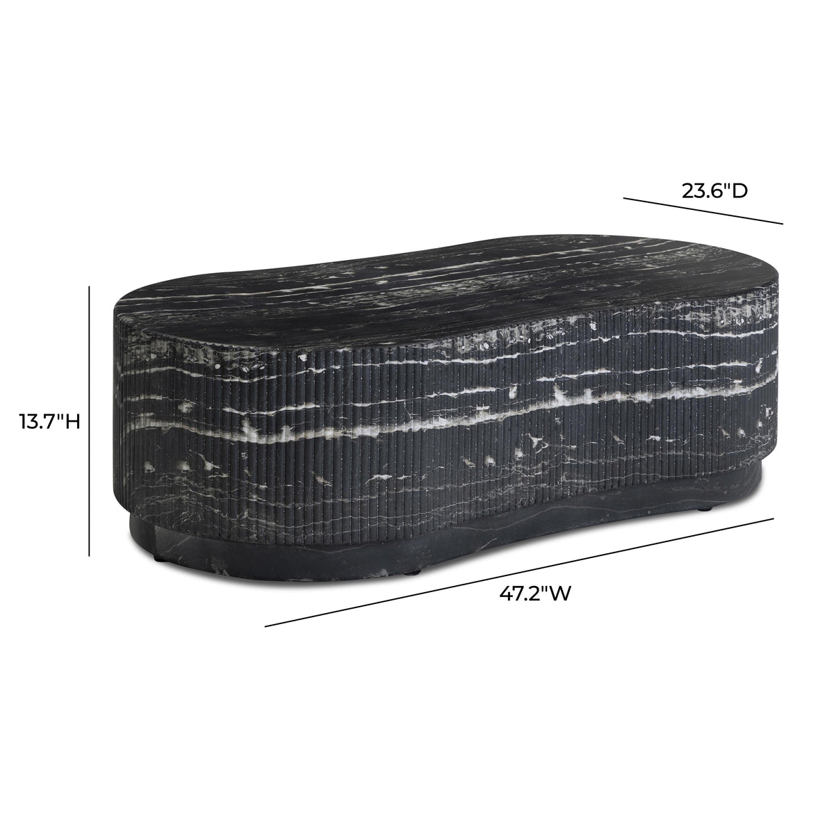 Hades 47" Black Faux Marble Indoor/Outdoor Concrete Coffee Table by TOV Furniture – photo 10 of 10