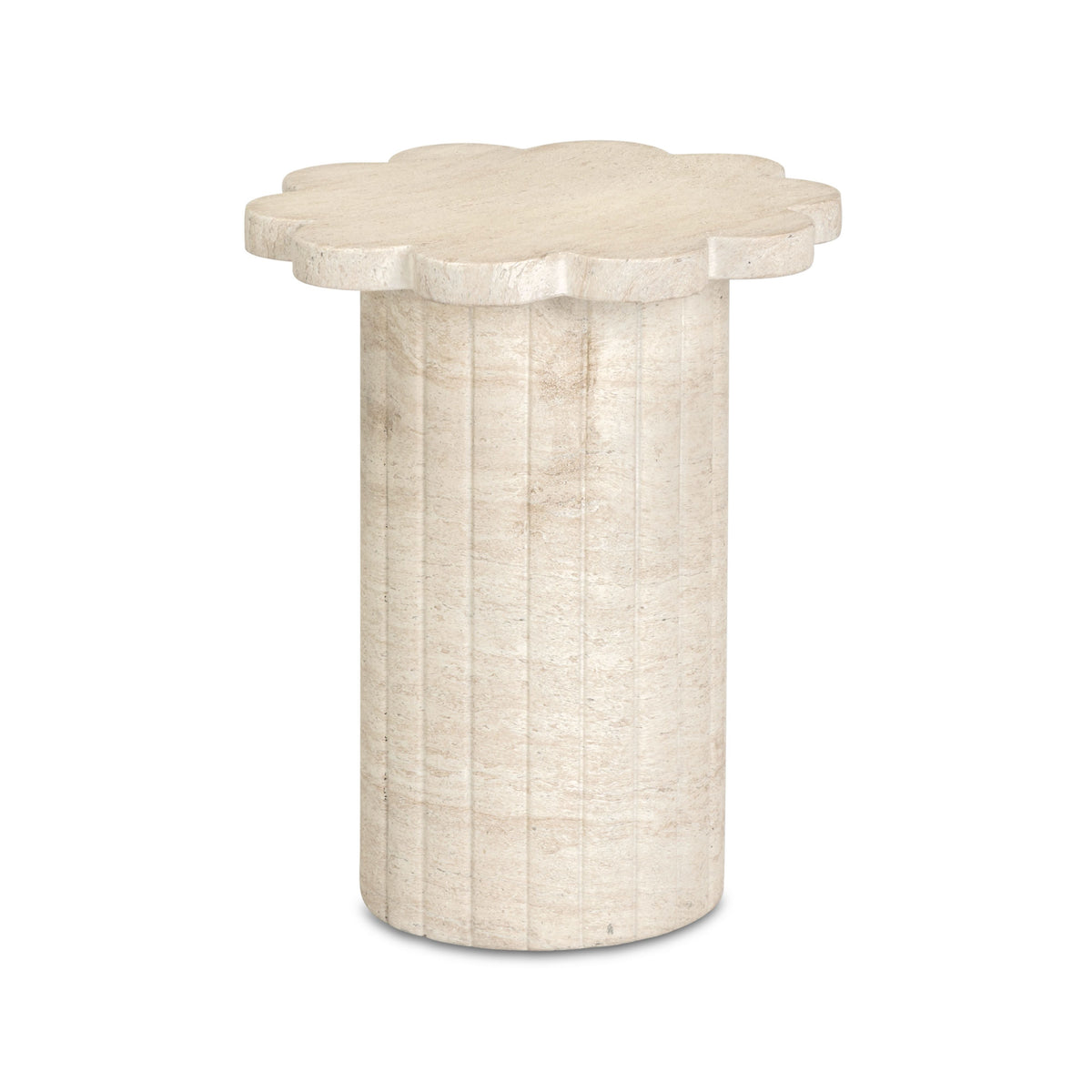 Blossom Washed Faux Travertine Indoor/Outdoor Concrete Side Table by TOV Furniture – photo 3 of 8