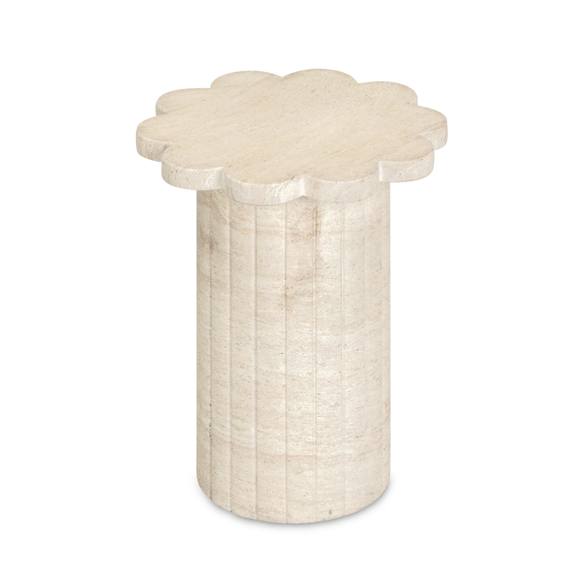 Blossom Washed Faux Travertine Indoor/Outdoor Concrete Side Table by TOV Furniture – photo 4 of 8