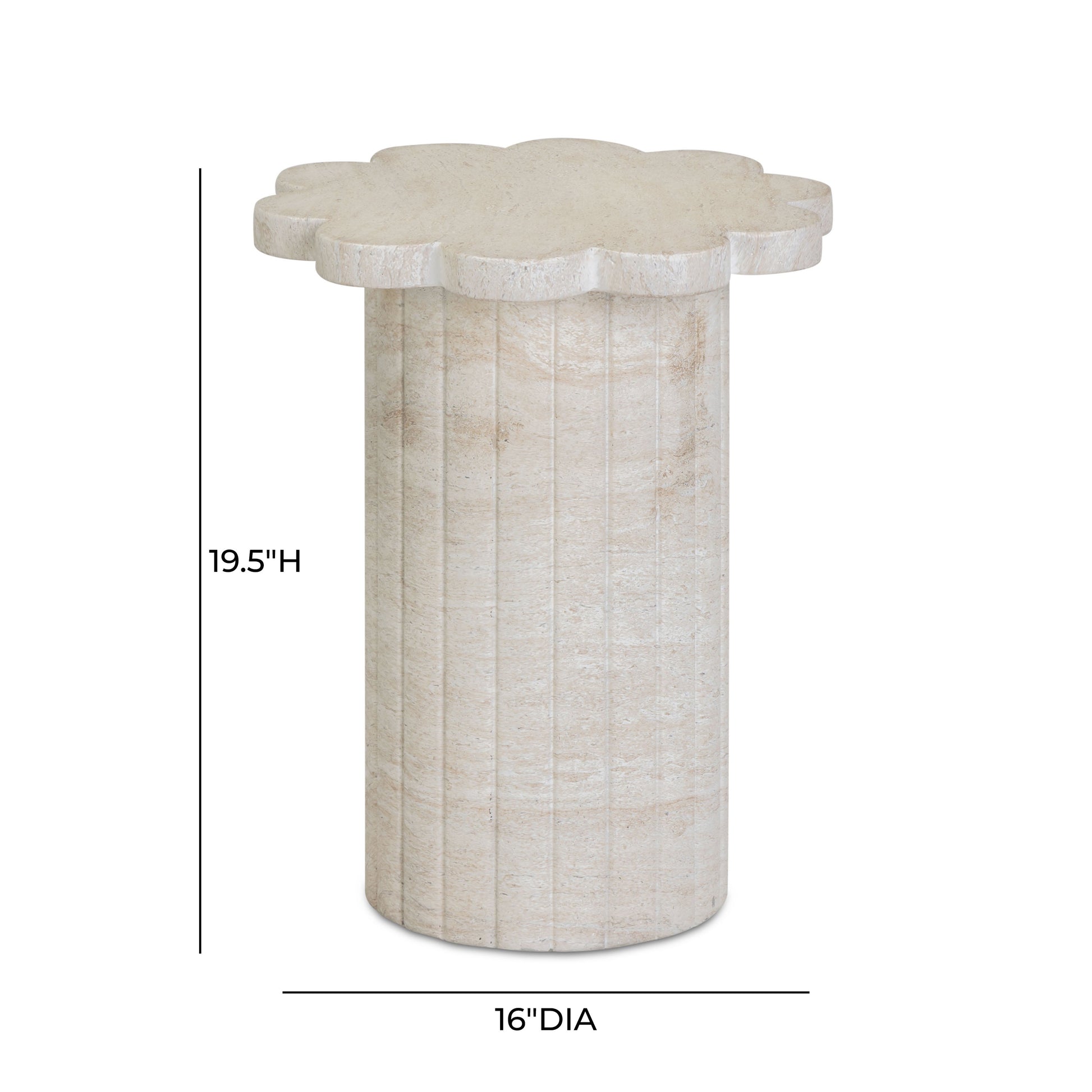 Blossom Faux Travertine Indoor/Outdoor Concrete Side Table Travertine by Tov Furniture