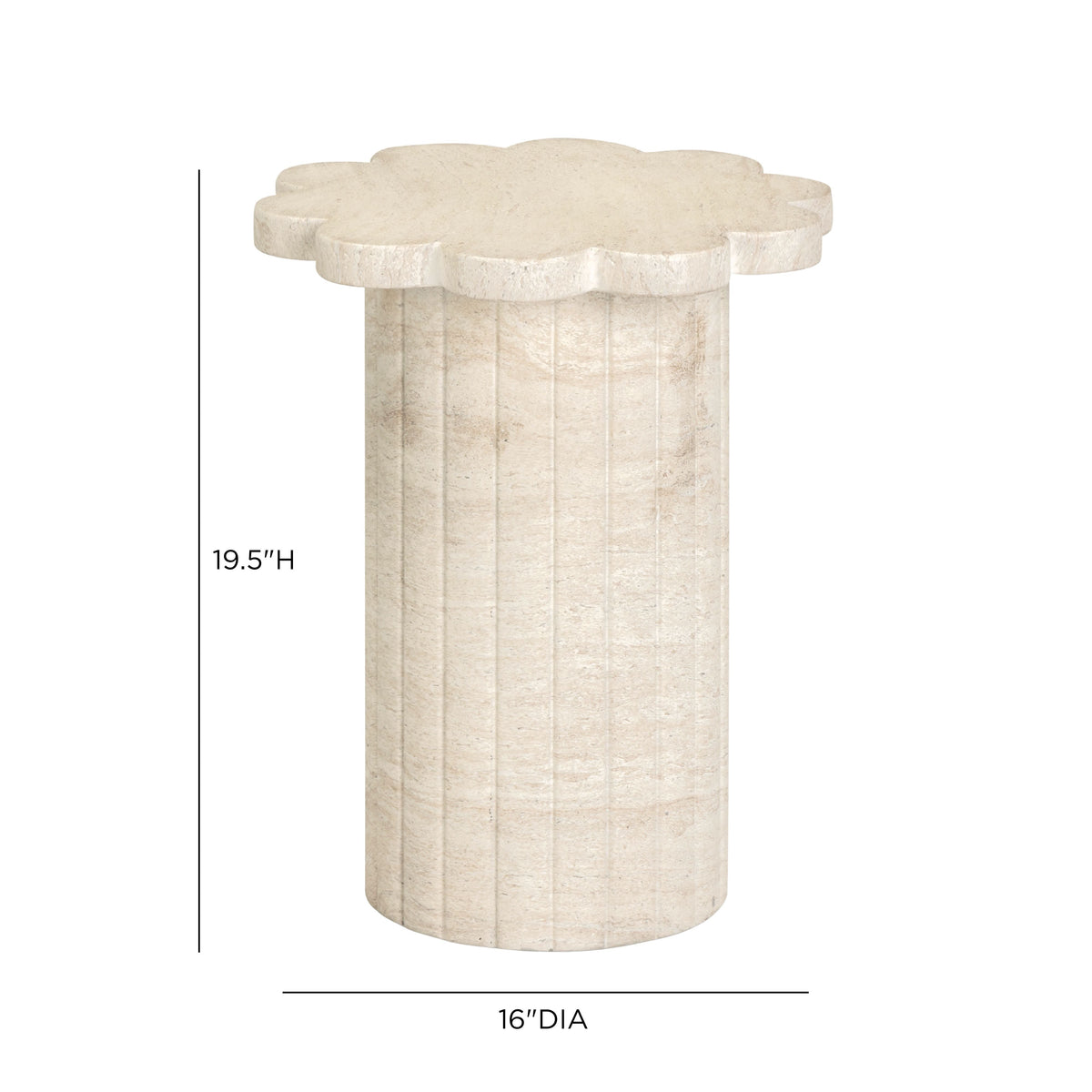 Blossom Washed Faux Travertine Indoor/Outdoor Concrete Side Table by TOV Furniture – photo 8 of 8
