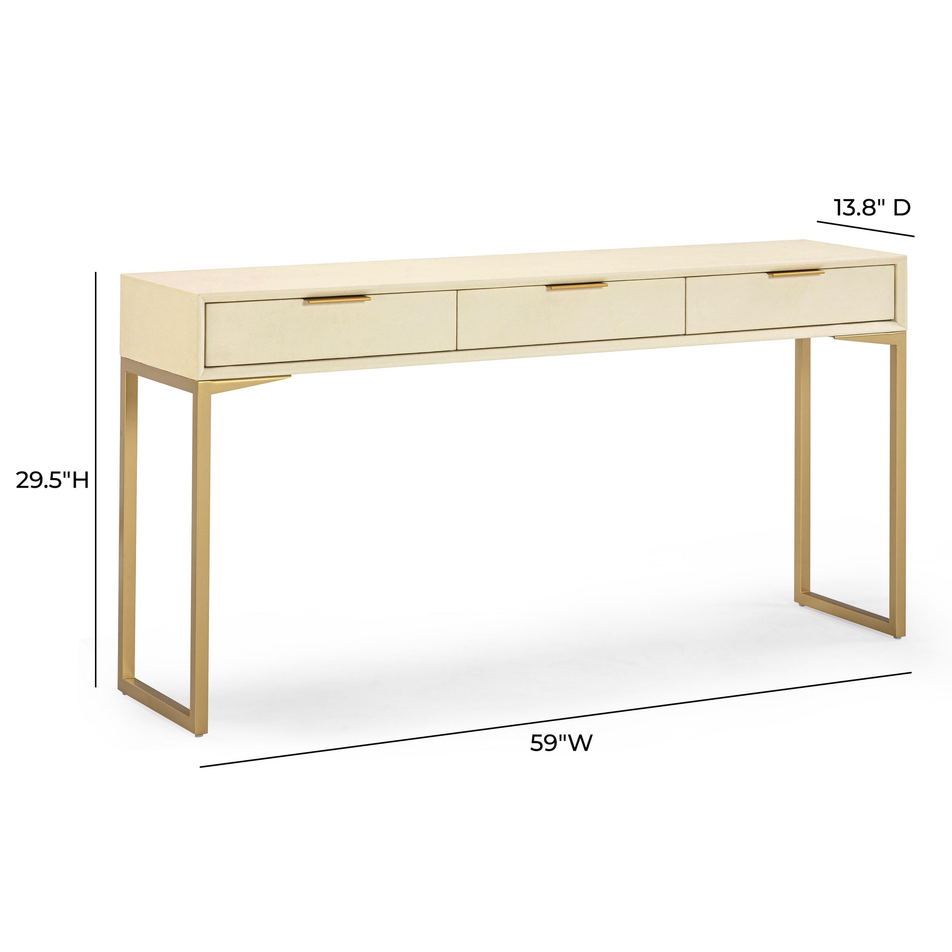 Pesce 59" Shagreen 3 Drawer Console Table Cream by Tov Furniture
