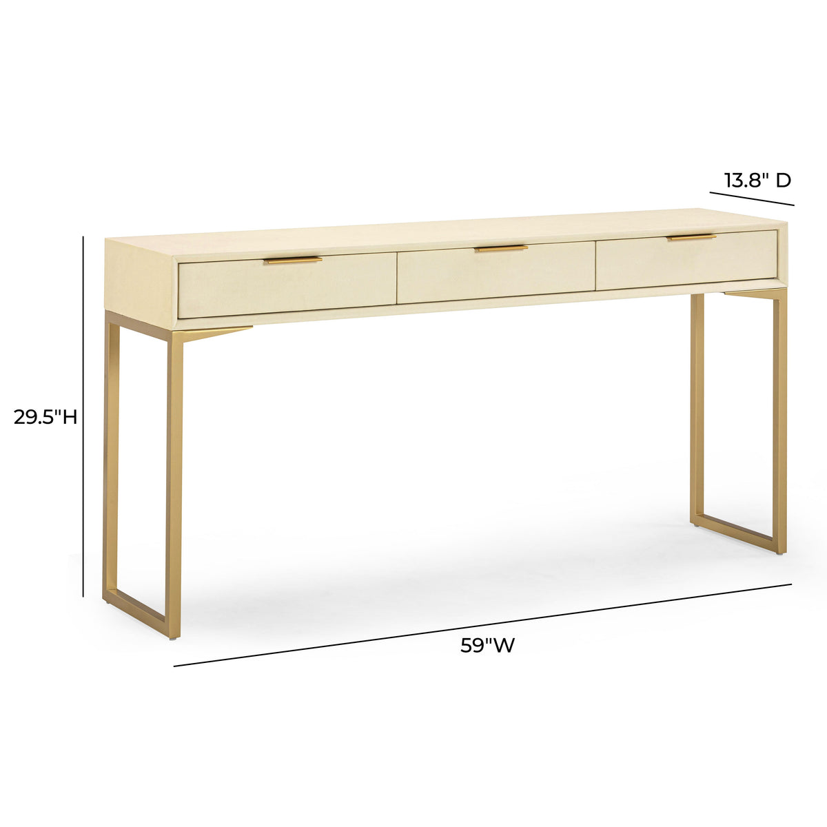 Pesce 59" Cream Shagreen 3 Drawer Console Table by TOV Furniture – photo 9 of 9