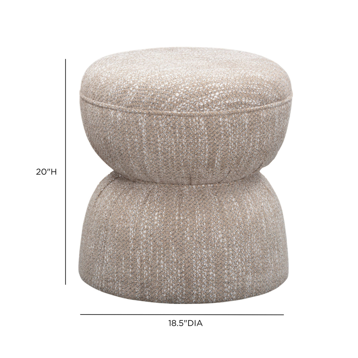 Tomlin Beige Ruched Performance Fabric Game Ottoman by TOV Furniture – photo 6 of 7