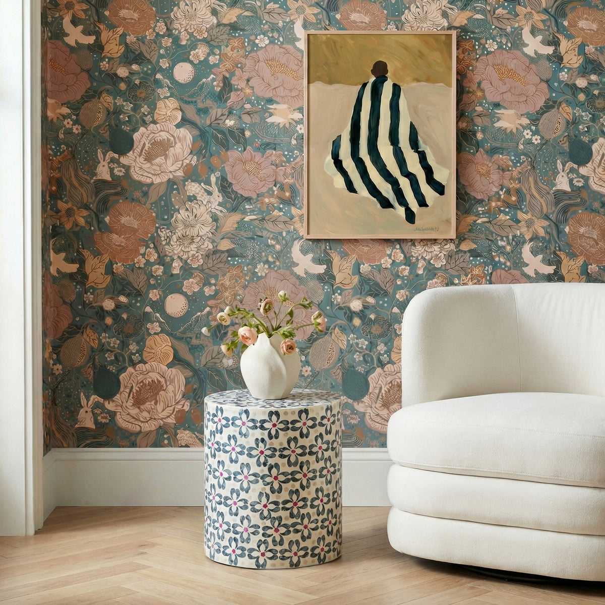 Lorna Stool in Aqua Floral Capiz Shell Motif by TOV Furniture – photo 2 of 6
