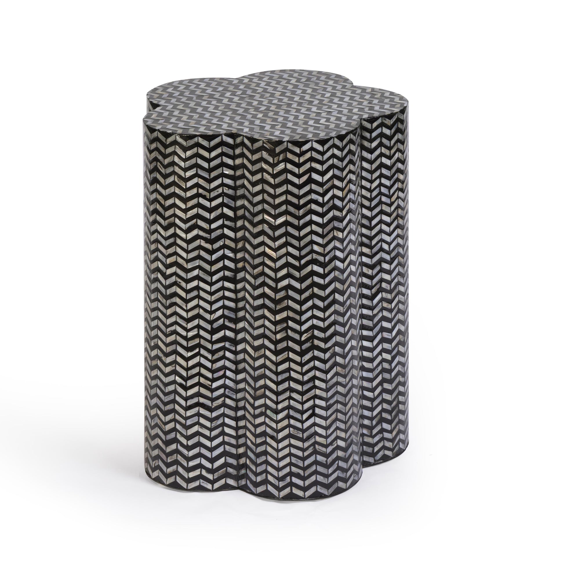 Truffle Black Mother of Pearl Shell Side Table Black by Tov Furniture