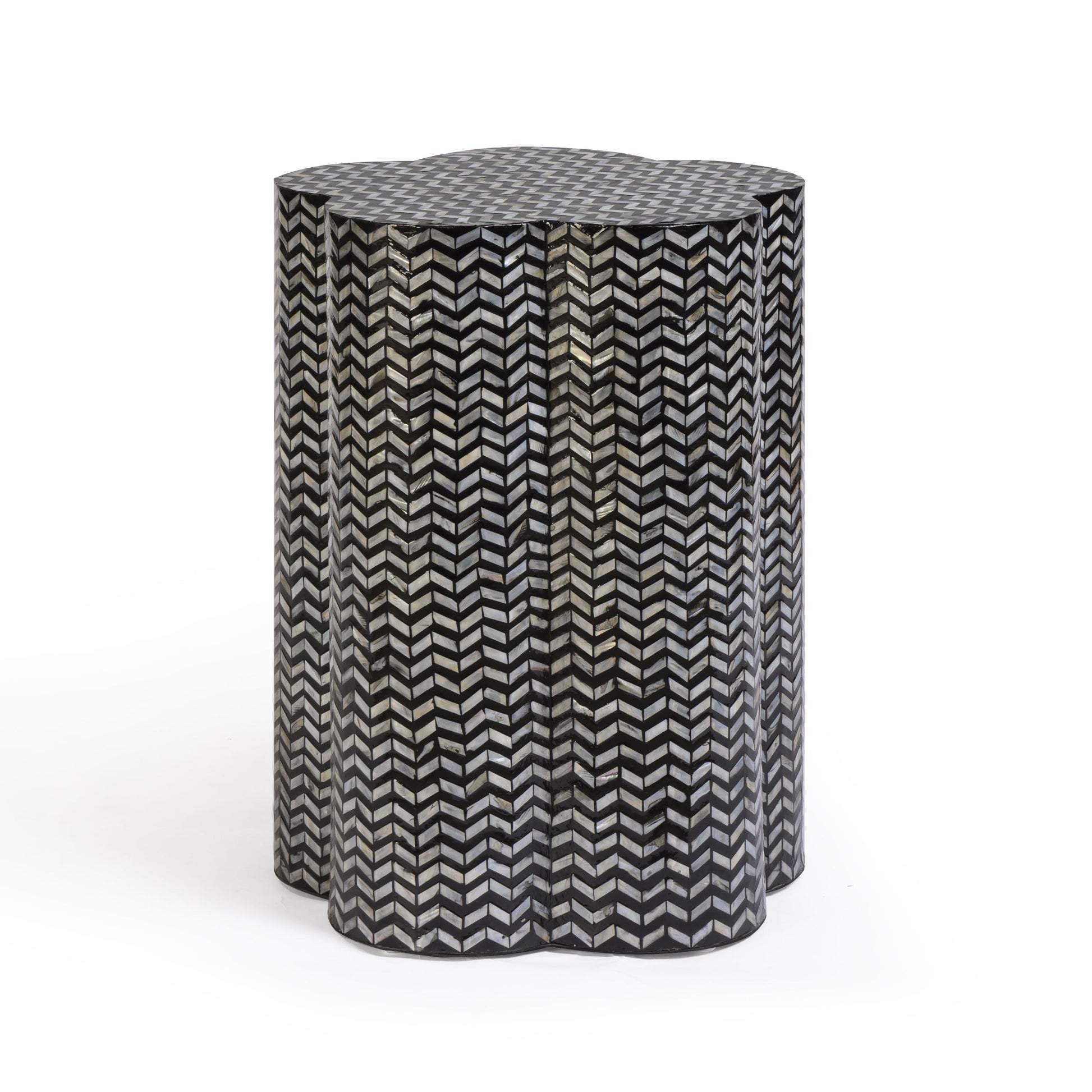 Truffle Black Mother of Pearl Shell Side Table Black by Tov Furniture