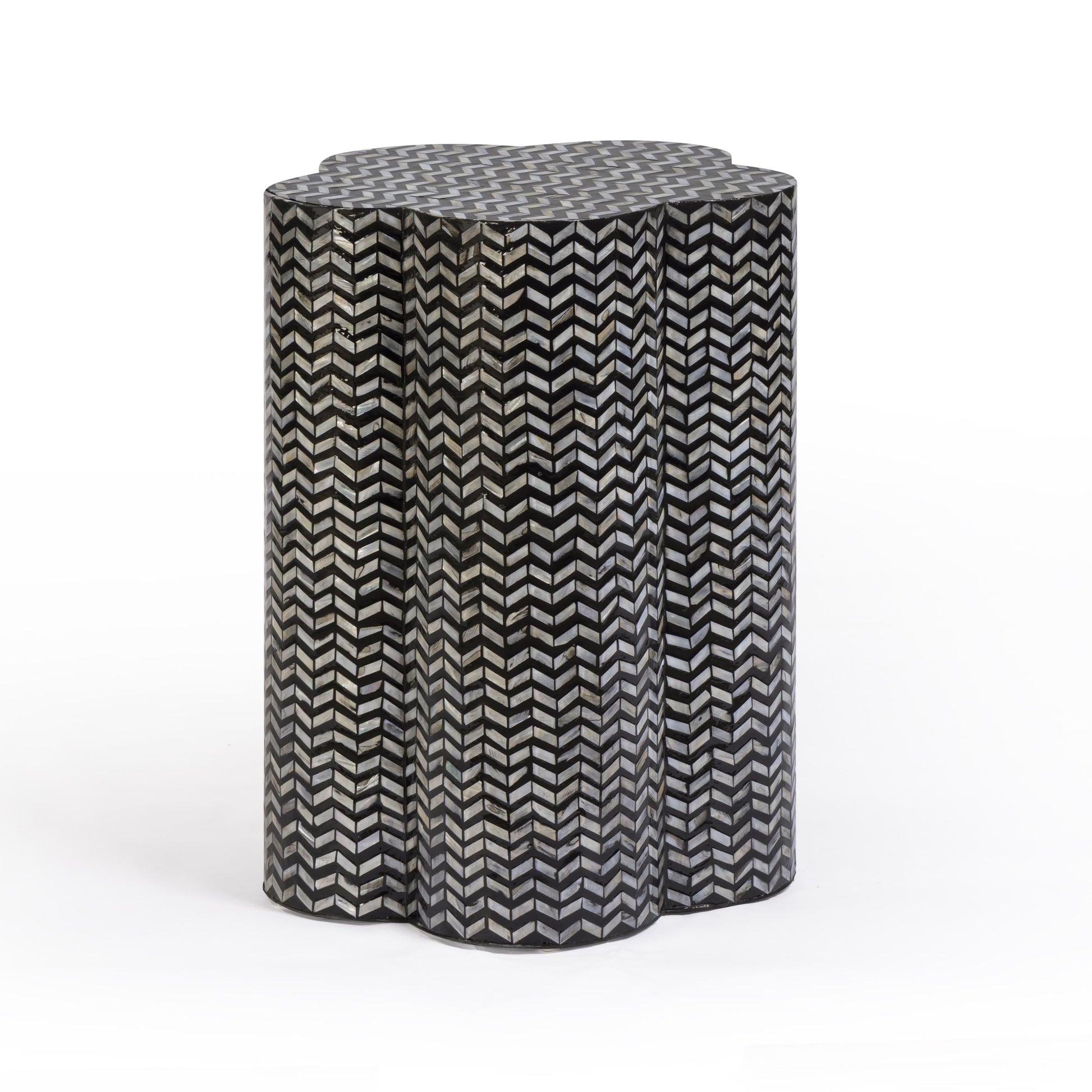 Truffle Black Mother of Pearl Shell Side Table Black by Tov Furniture