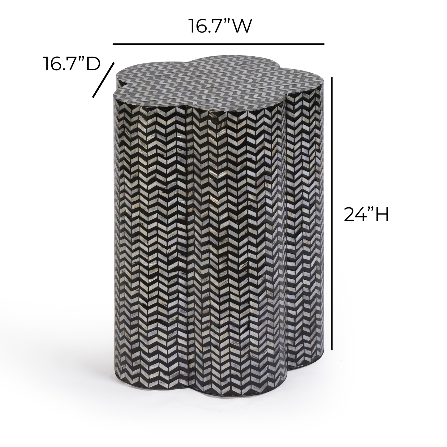 Truffle Black Mother of Pearl Shell Side Table Black by Tov Furniture