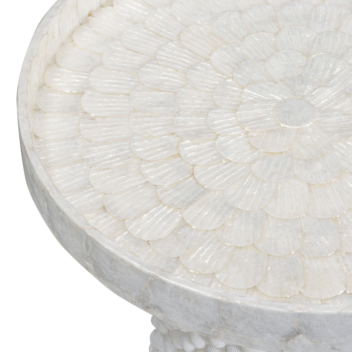 Coast Pearl White Seashell Round Side Table by TOV Furniture – photo 3 of 6