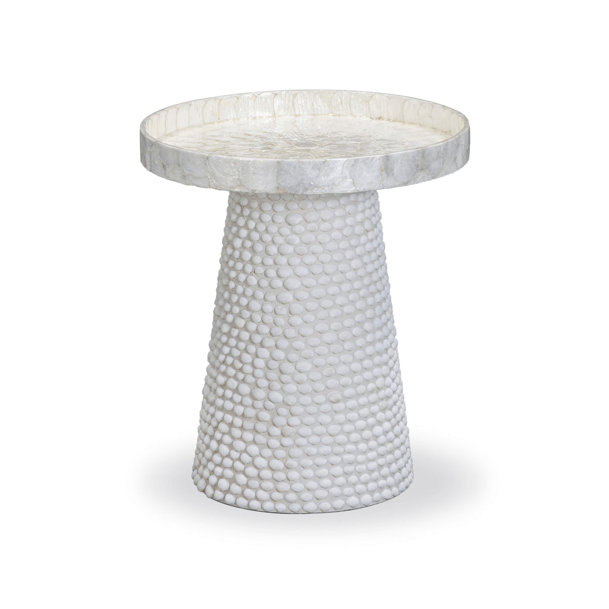 Coast Pearl White Seashell Round Side Table by TOV Furniture – photo 1 of 6