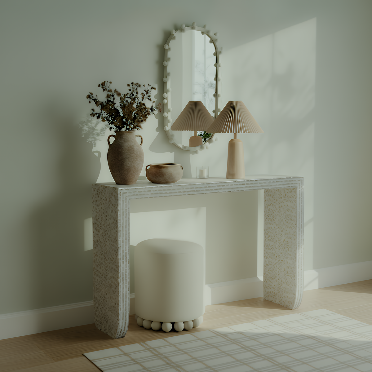Cyprus 47" Cream Capiz Shell Console Table by TOV Furniture – photo 2 of 6
