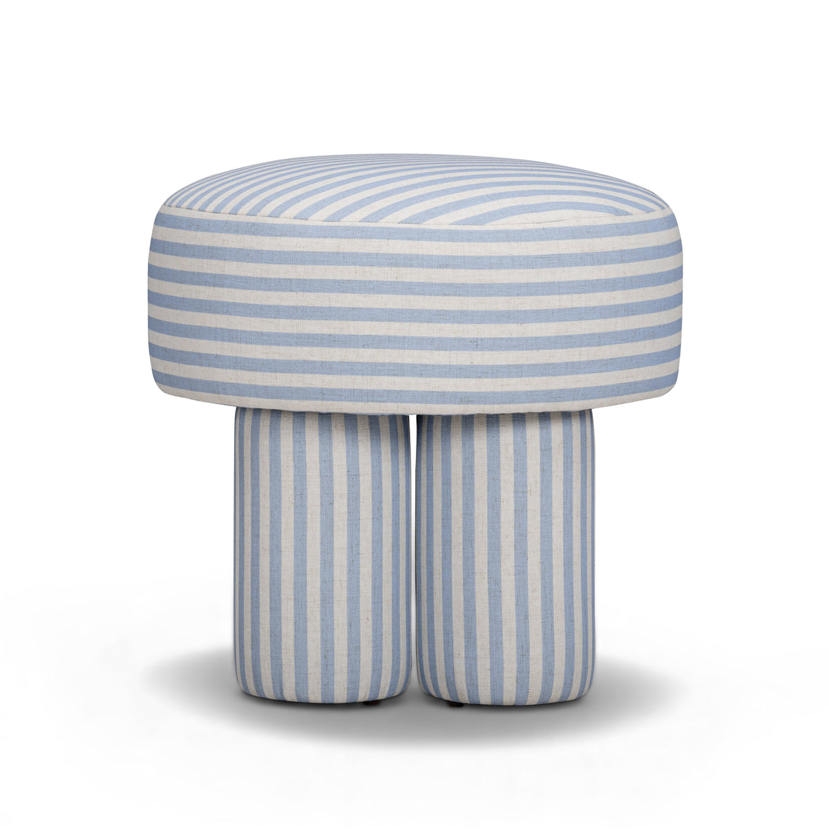 Masha Blue Striped Performance Linen Accent Stool by TOV Furniture – photo 4 of 6