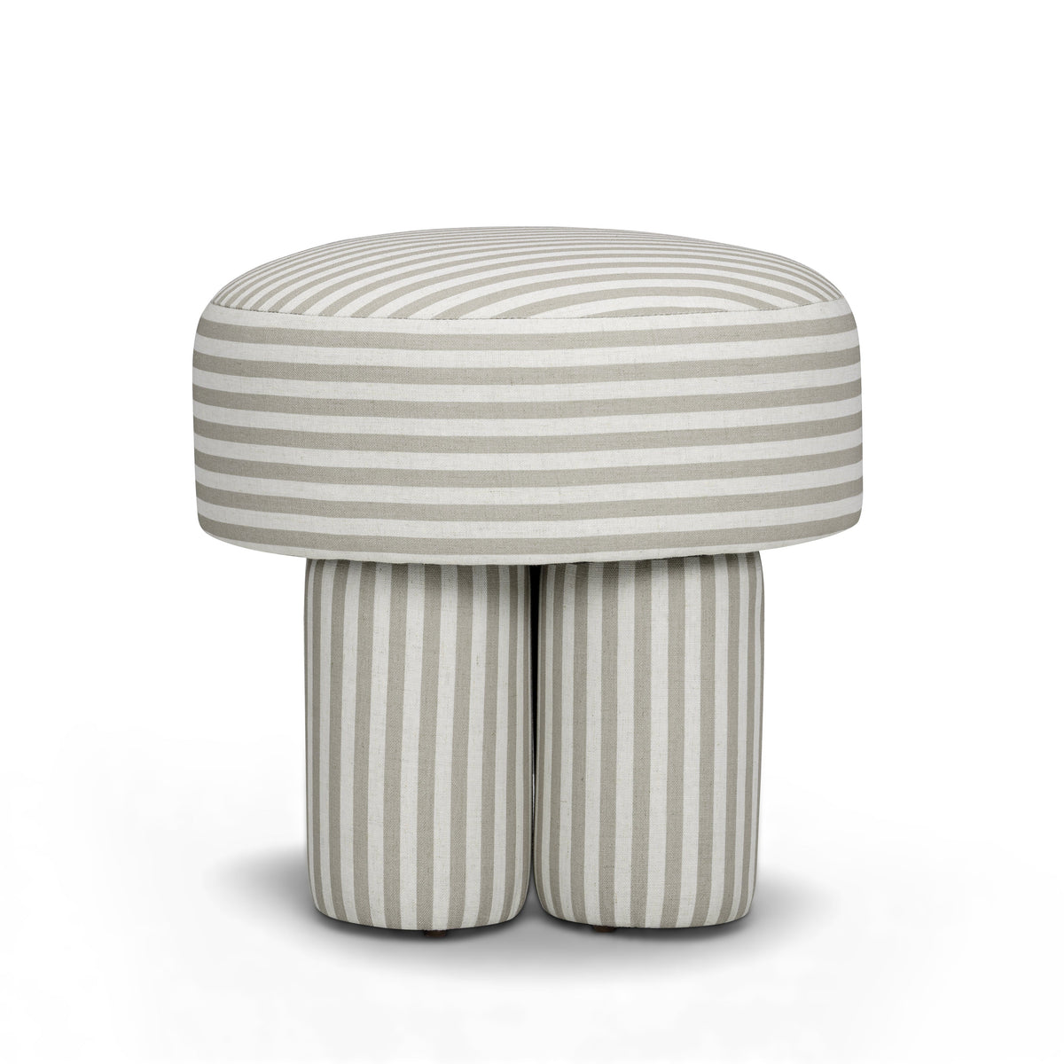 Masha Khaki Striped Performance Linen Accent Stool by TOV Furniture – photo 4 of 6