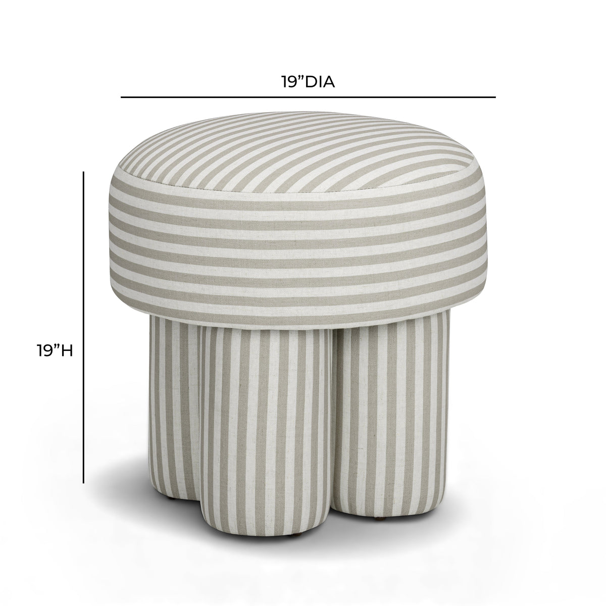 Masha Khaki Striped Performance Linen Accent Stool by TOV Furniture – photo 6 of 6