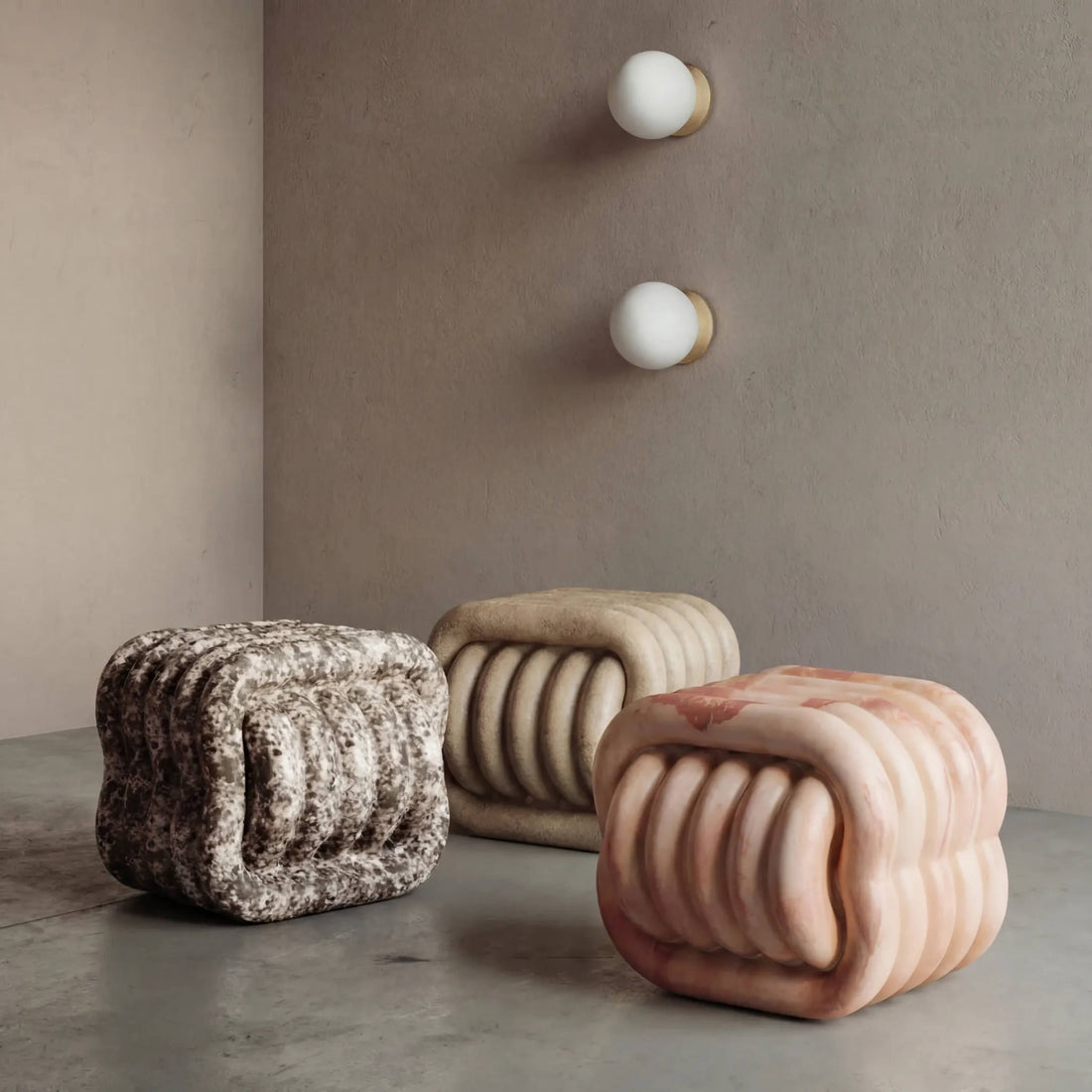 Love Knot Concrete Indoor/Outdoor Accent Stool Pink Marble by Tov Furniture