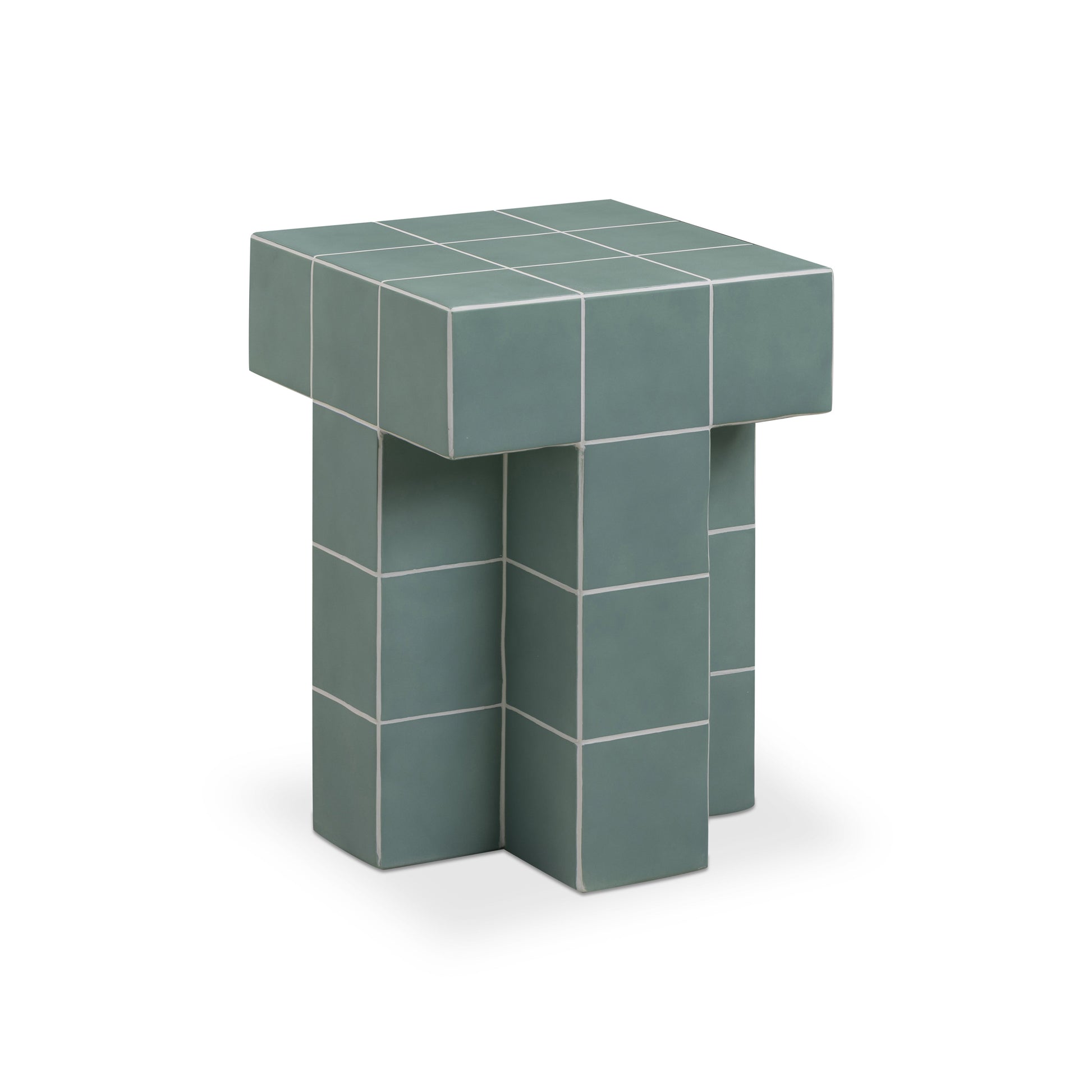 Alma Tile Concrete Indoor/Outdoor Side Table Green by Tov Furniture