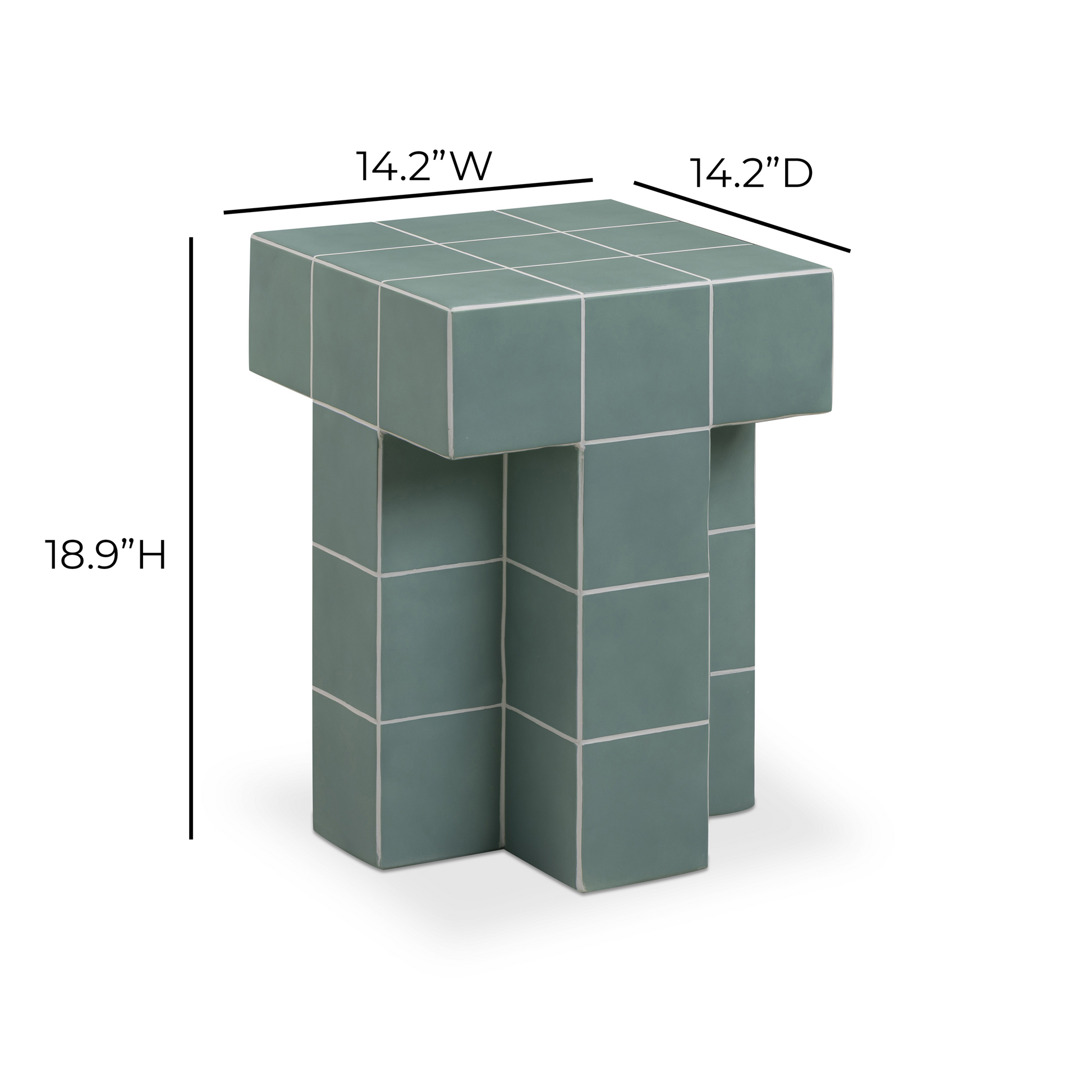 Alma Tile Concrete Indoor/Outdoor Side Table Green by Tov Furniture