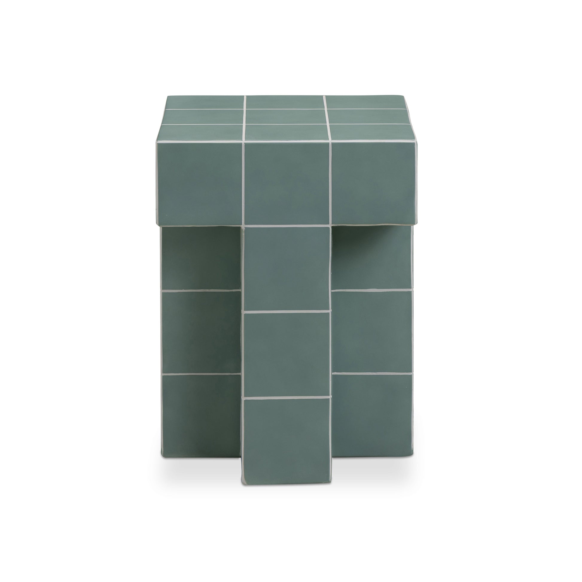 Alma Tile Concrete Indoor/Outdoor Side Table Green by Tov Furniture
