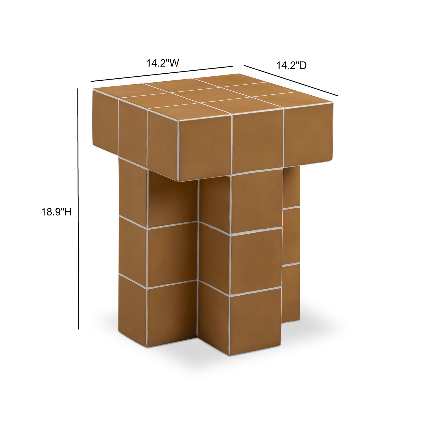 Alma Tile Concrete Indoor/Outdoor Side Table Orange by Tov Furniture