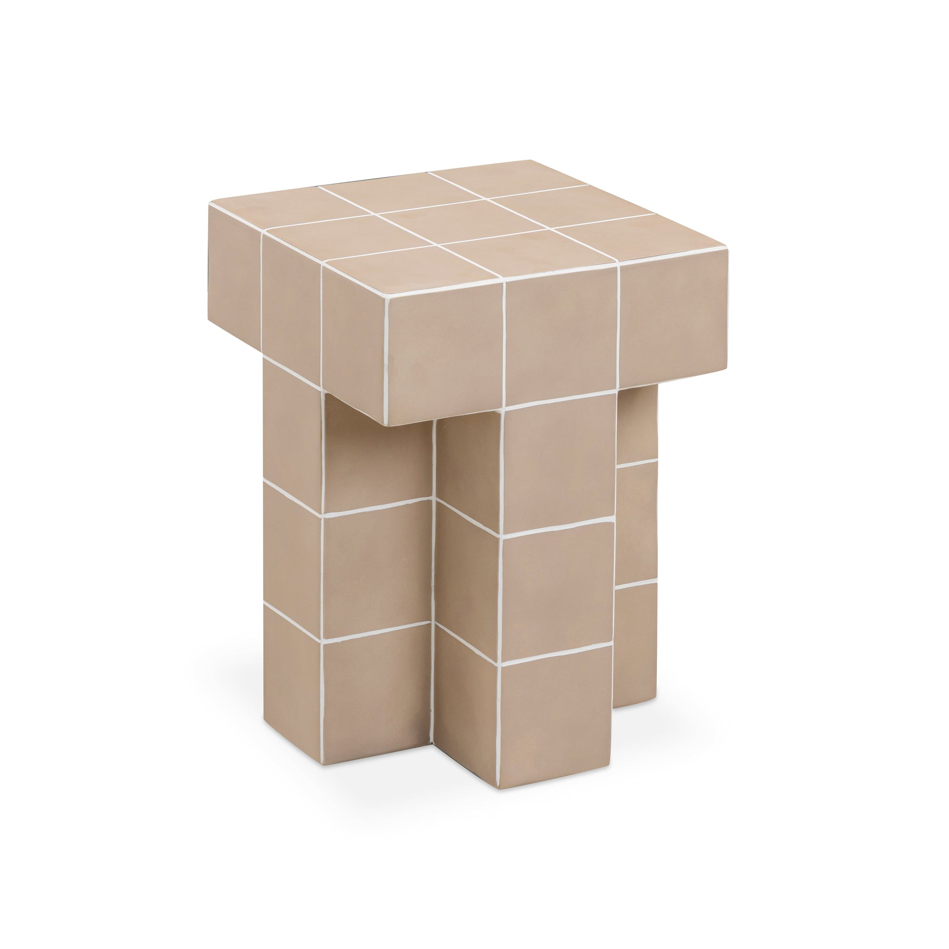 Alma Tile Concrete Indoor/Outdoor Side Table Taupe by Tov Furniture