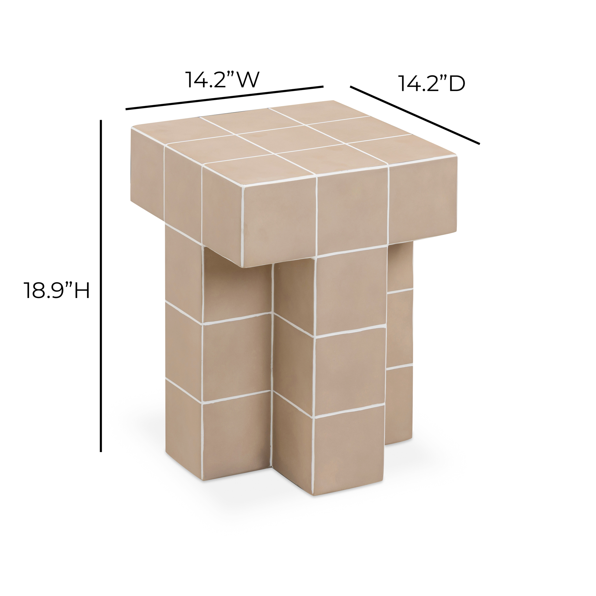 Alma Tile Concrete Indoor/Outdoor Side Table Taupe by Tov Furniture