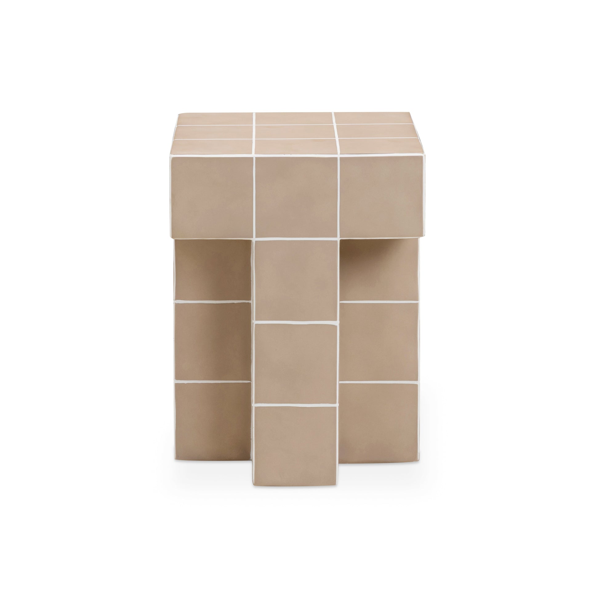 Alma Tile Concrete Indoor/Outdoor Side Table Taupe by Tov Furniture