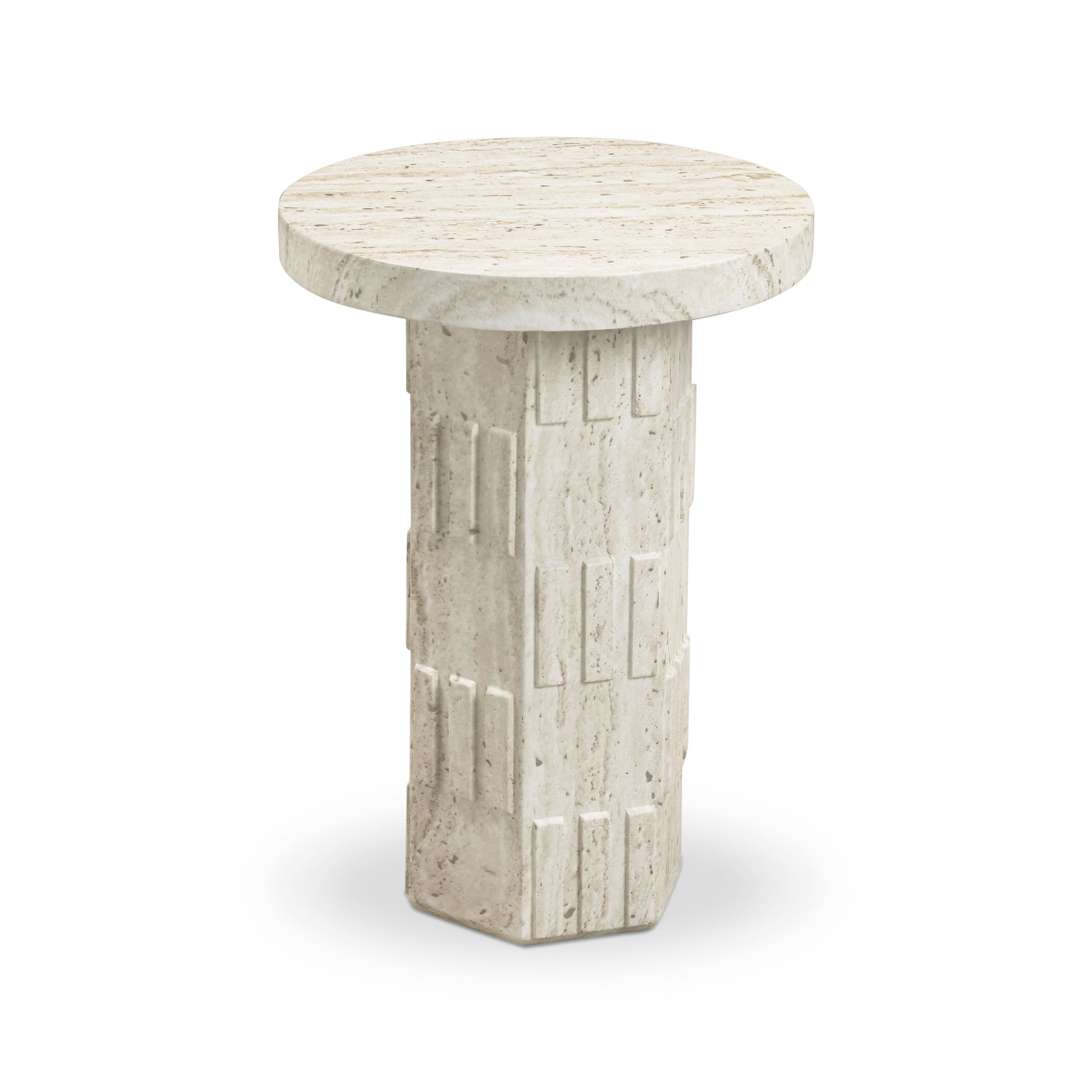 Asta Faux Travertine Indoor/Outdoor Concrete Side Table Travertine by Tov Furniture