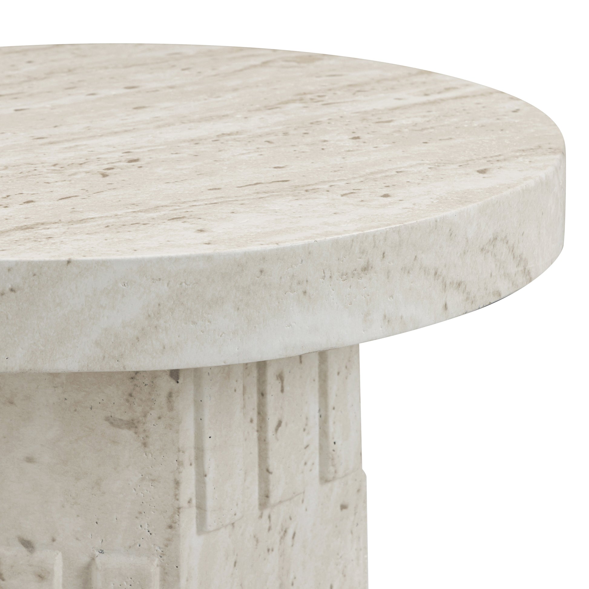 Asta Faux Travertine Indoor/Outdoor Concrete Side Table Travertine by Tov Furniture