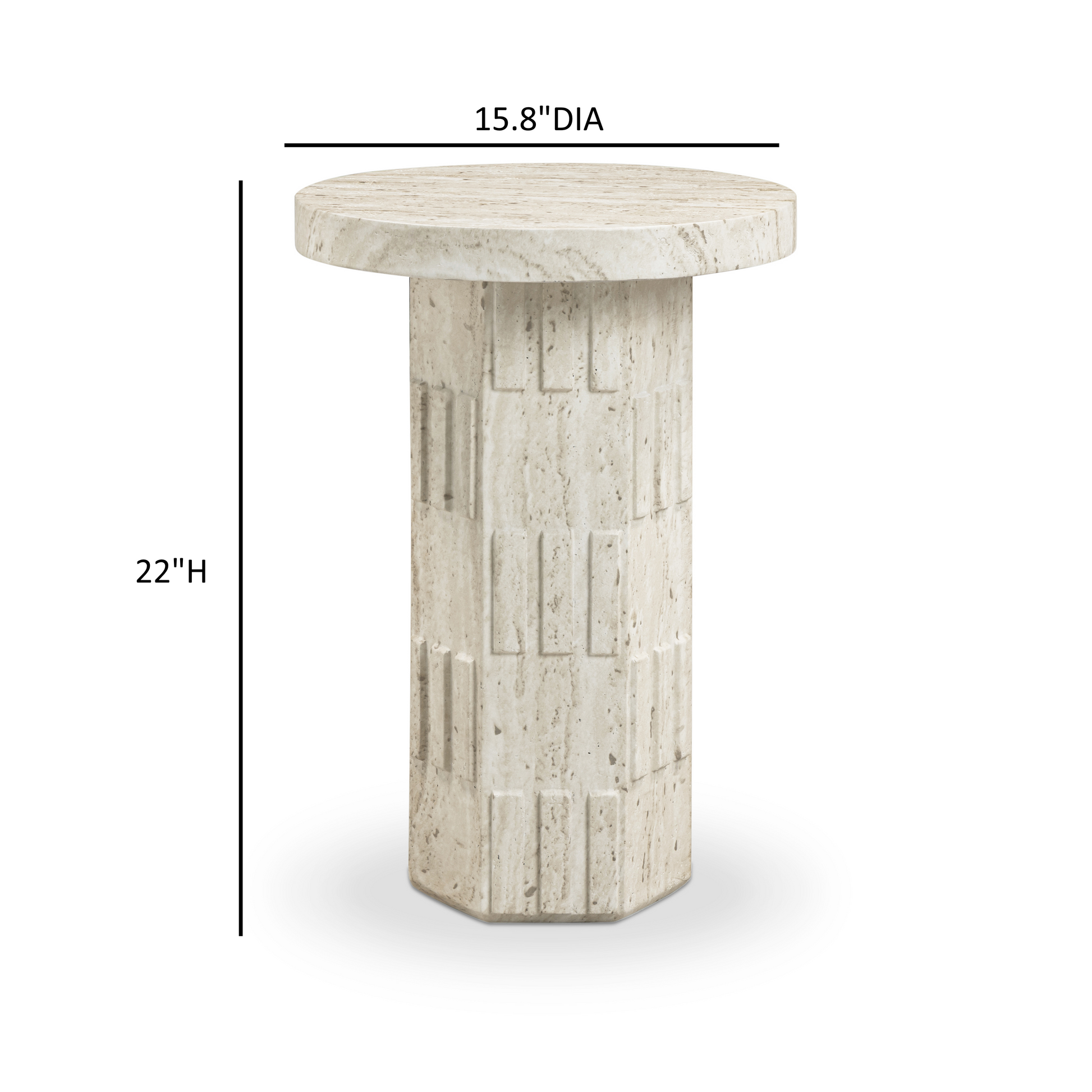 Asta Faux Travertine Indoor/Outdoor Concrete Side Table Travertine by Tov Furniture