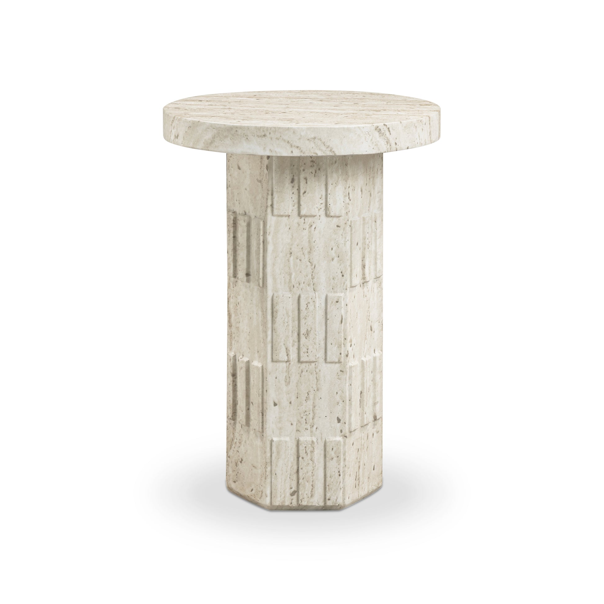 Asta Faux Travertine Indoor/Outdoor Concrete Side Table Travertine by Tov Furniture