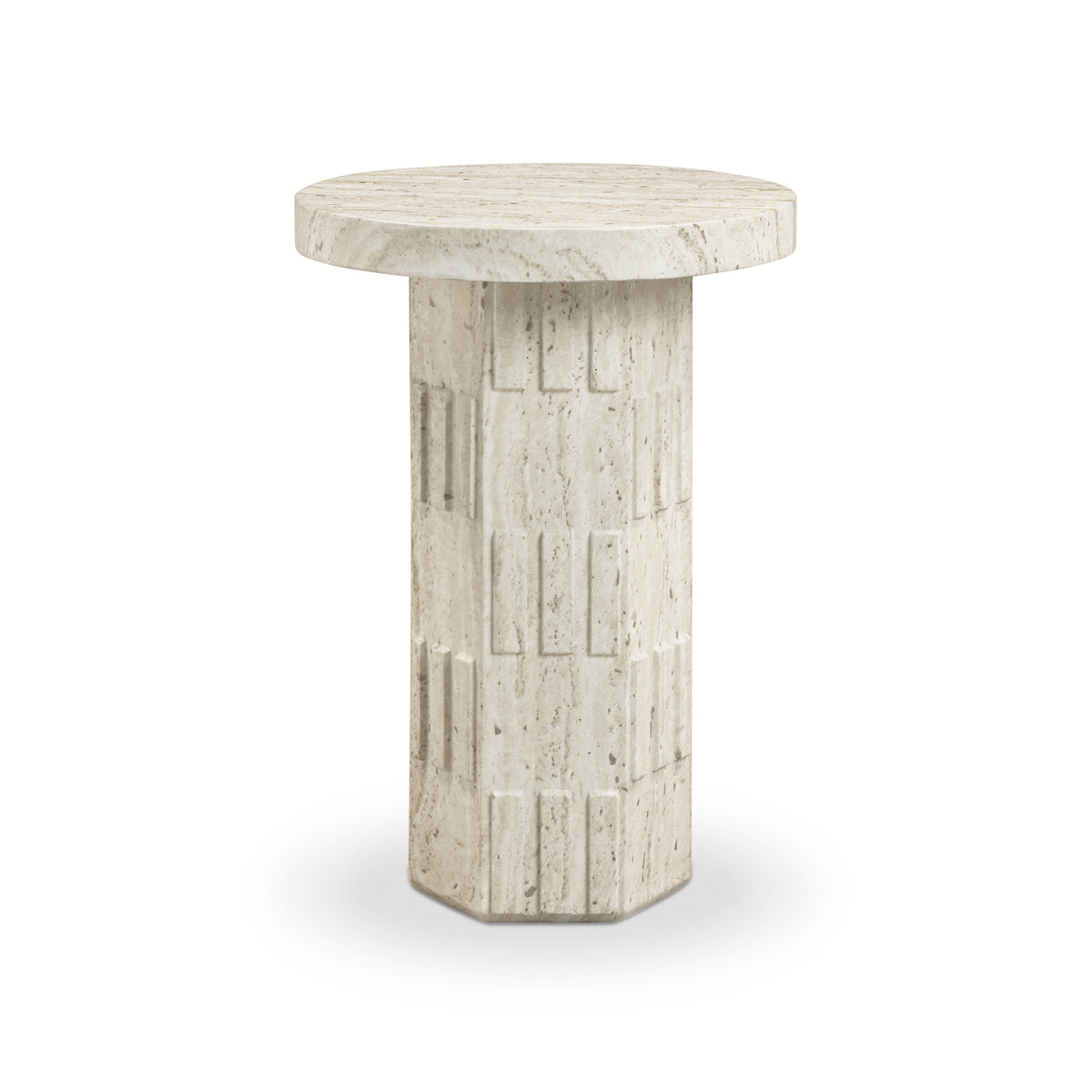 Asta Faux Travertine Indoor/Outdoor Concrete Side Table by TOV Furniture – photo 1 of 7