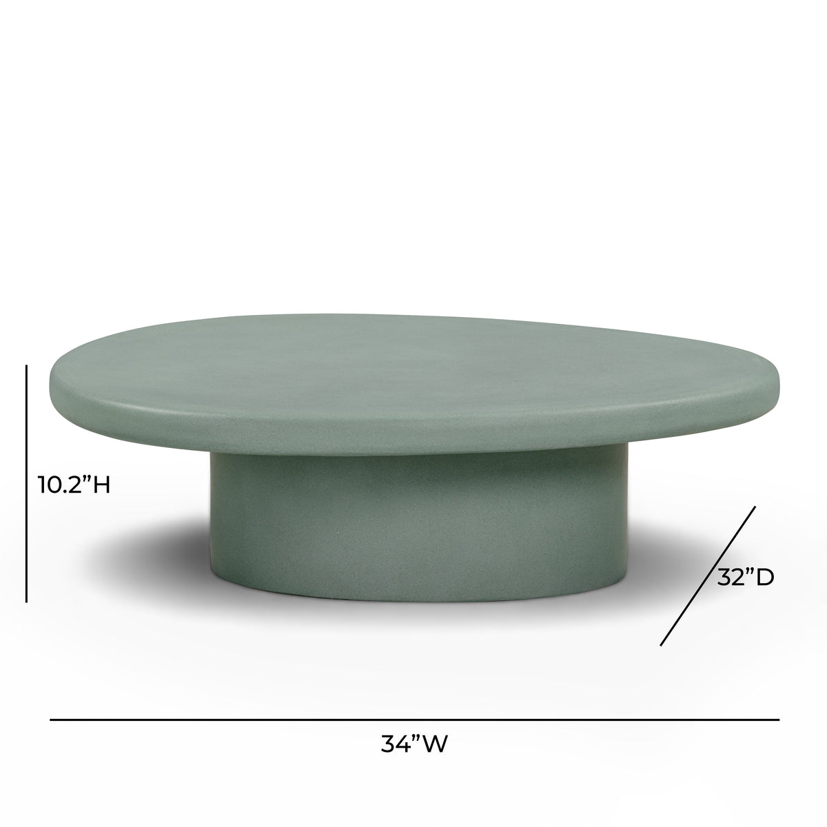 Jade 34" Green Concrete Indoor/Outdoor Large Coffee Table by TOV Furniture – photo 7 of 8
