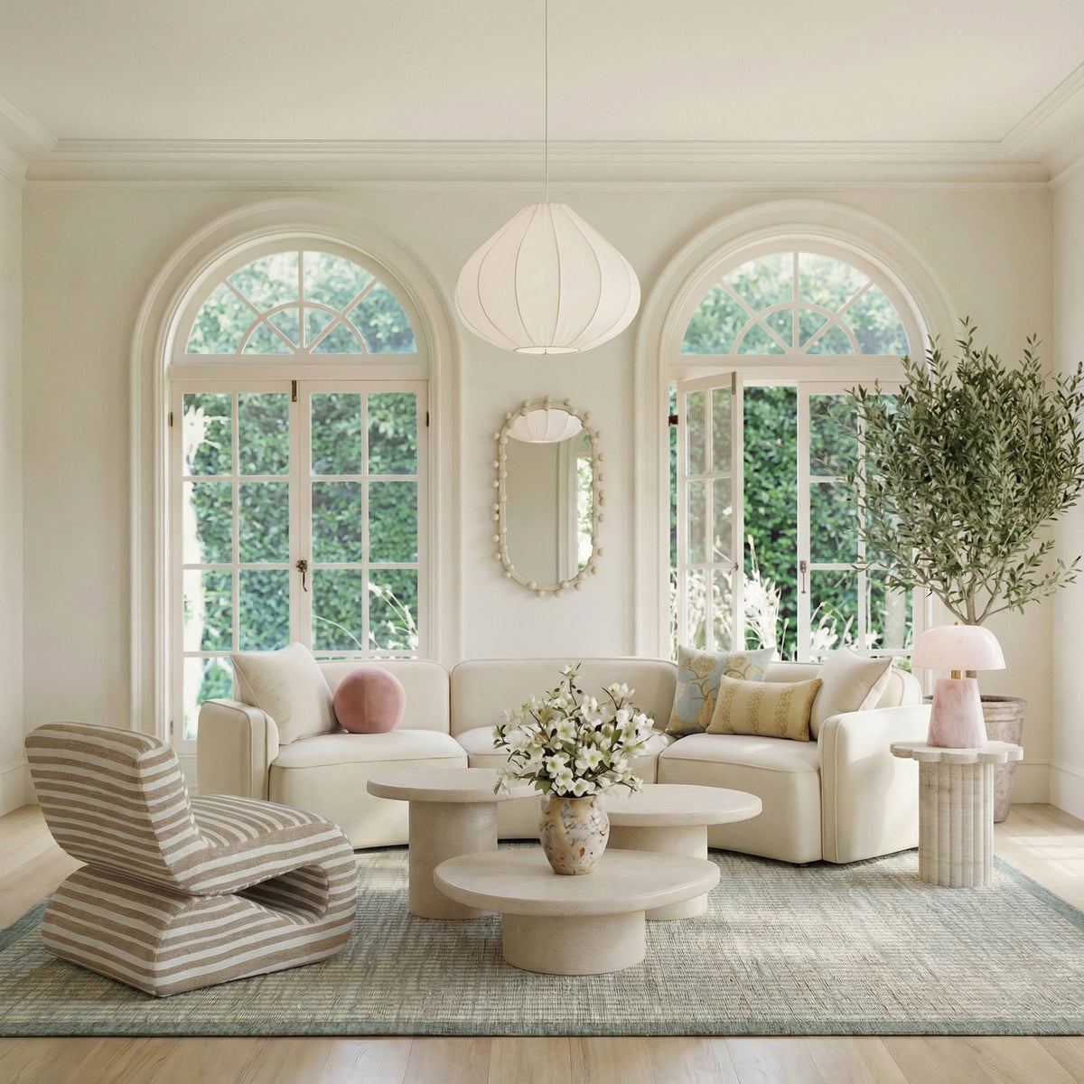 Jade Cream Concrete Indoor/Outdoor Nesting Coffee Table Set by TOV Furniture – photo 2 of 11