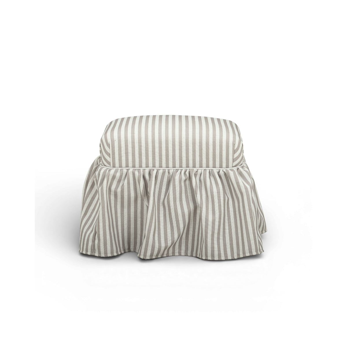 Gertrude Striped Khaki Linen Ottoman by TOV Furniture – photo 1 of 6