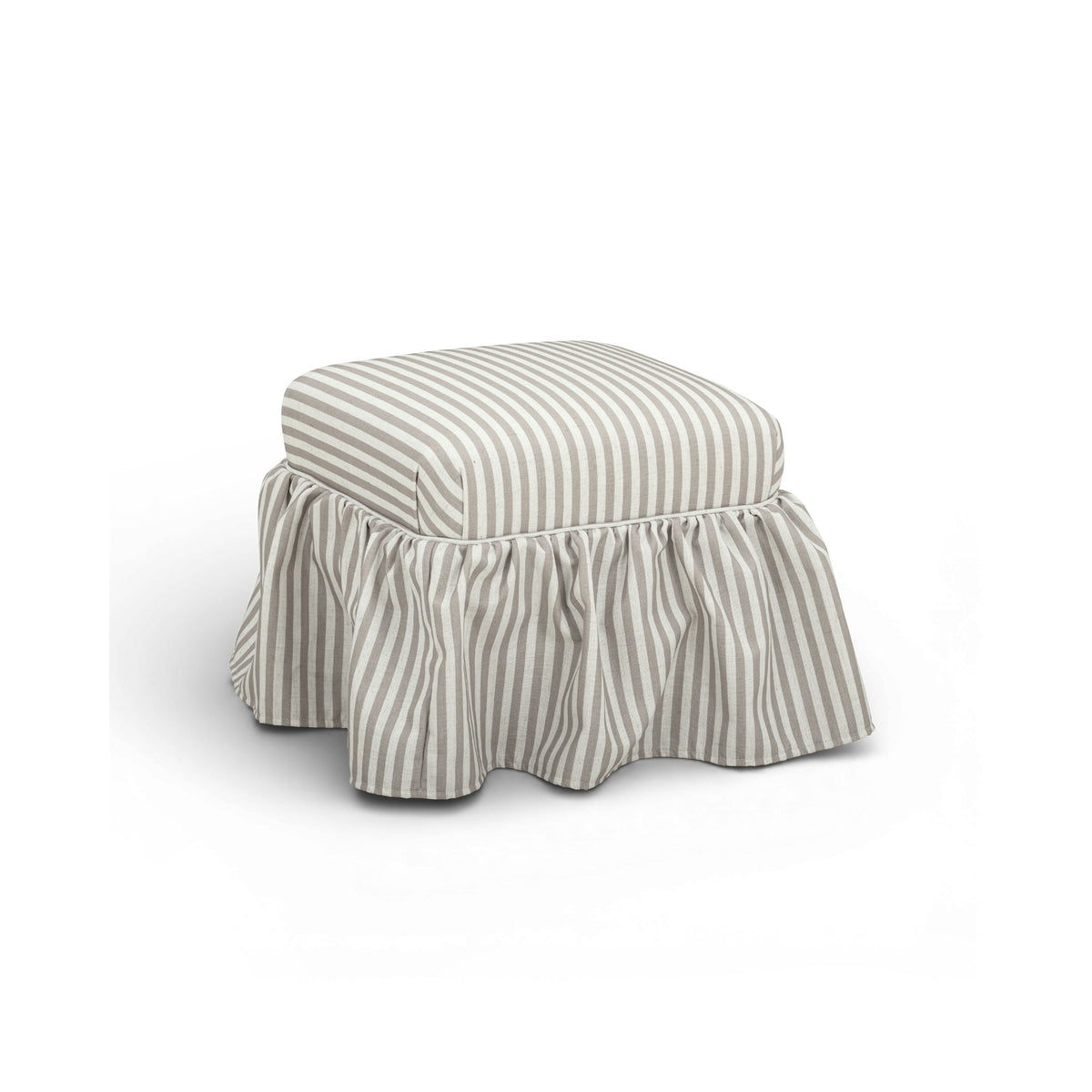 Gertrude Striped Khaki Linen Ottoman by TOV Furniture – photo 3 of 6