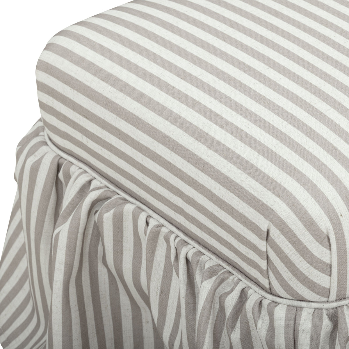 Gertrude Striped Khaki Linen Ottoman by TOV Furniture – photo 4 of 6