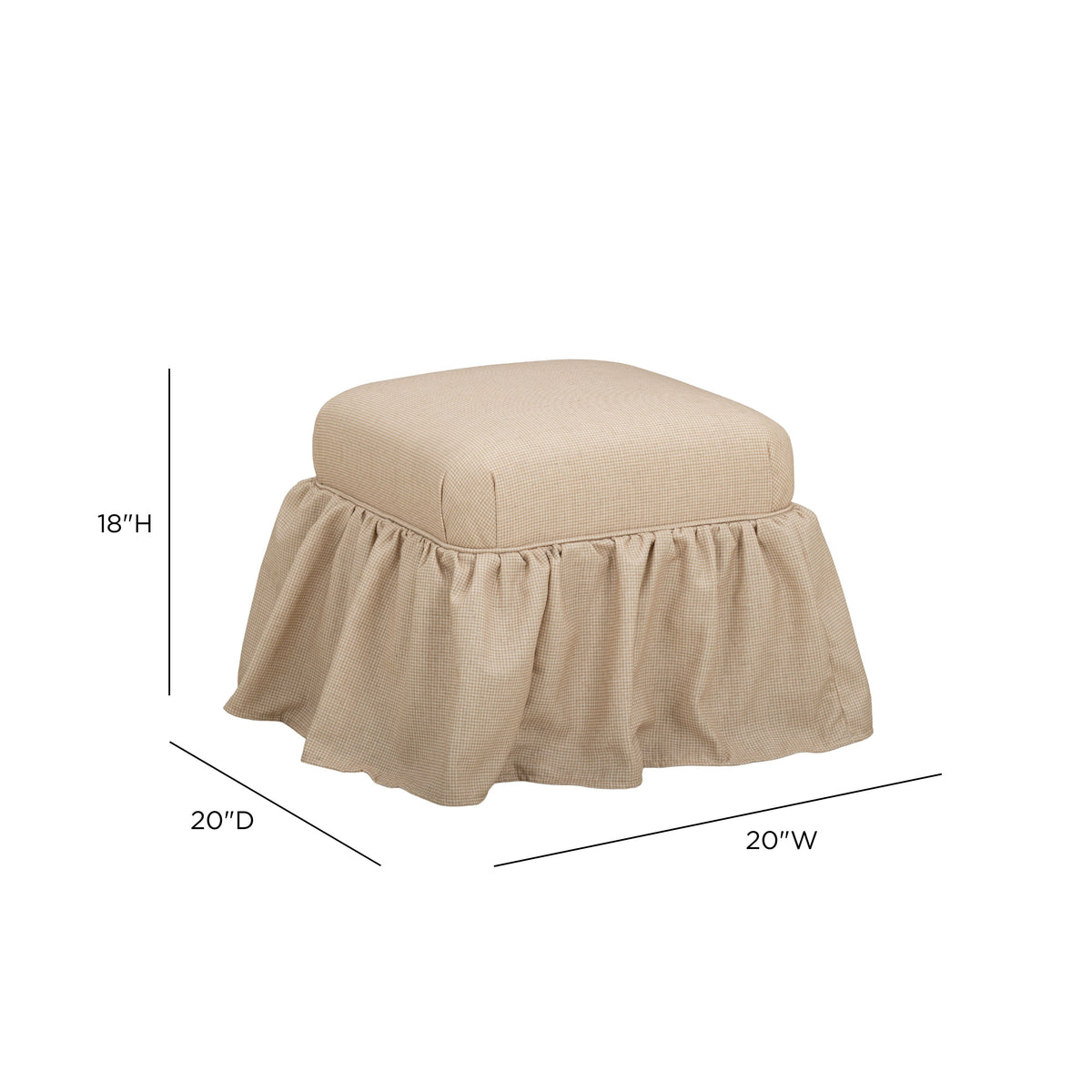 Gertrude Yellow Gingham Performance Linen Skirted Ottoman by TOV Furniture – photo 7 of 7