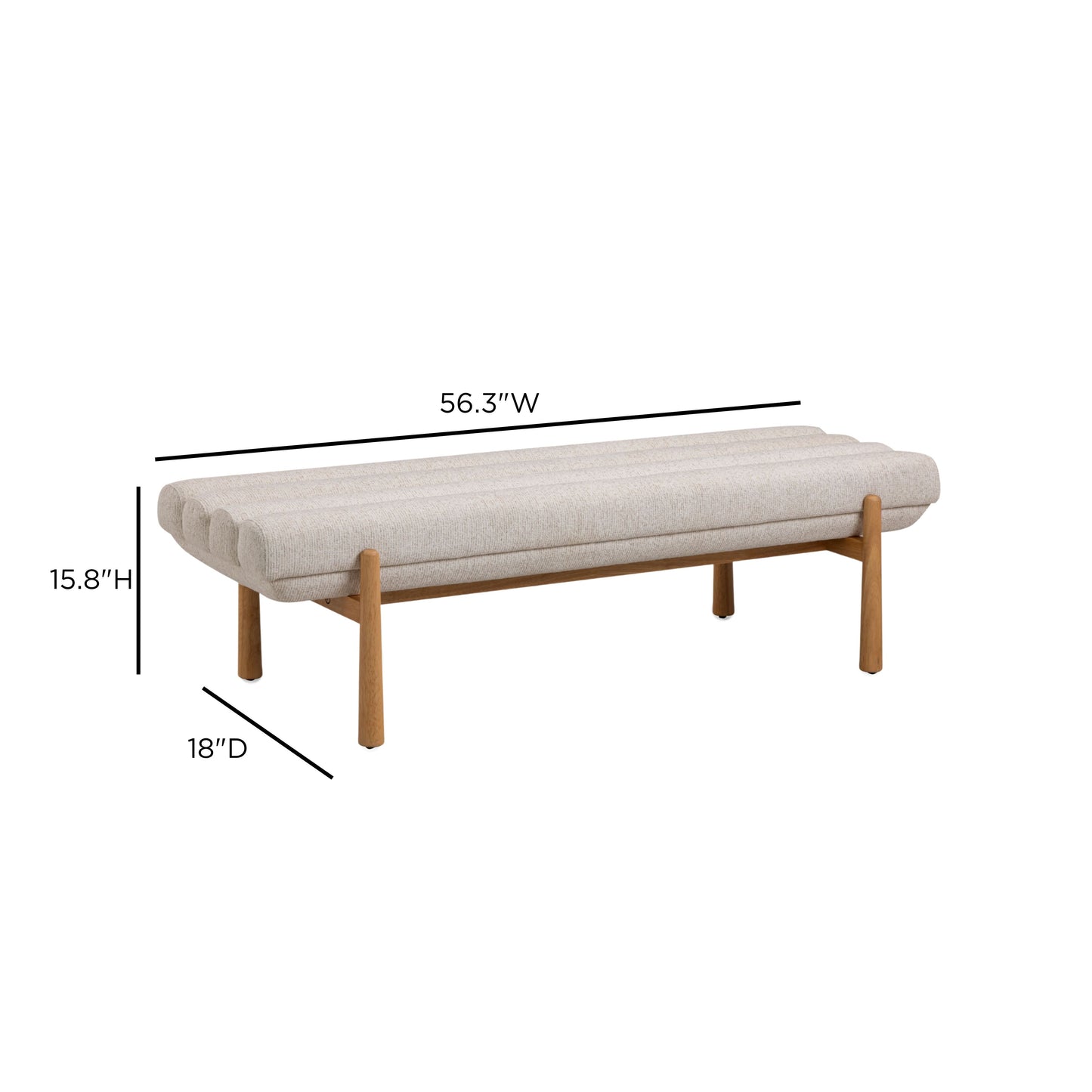 Julianna 56" Textured Performance Fabric Bench Cream by Tov Furniture